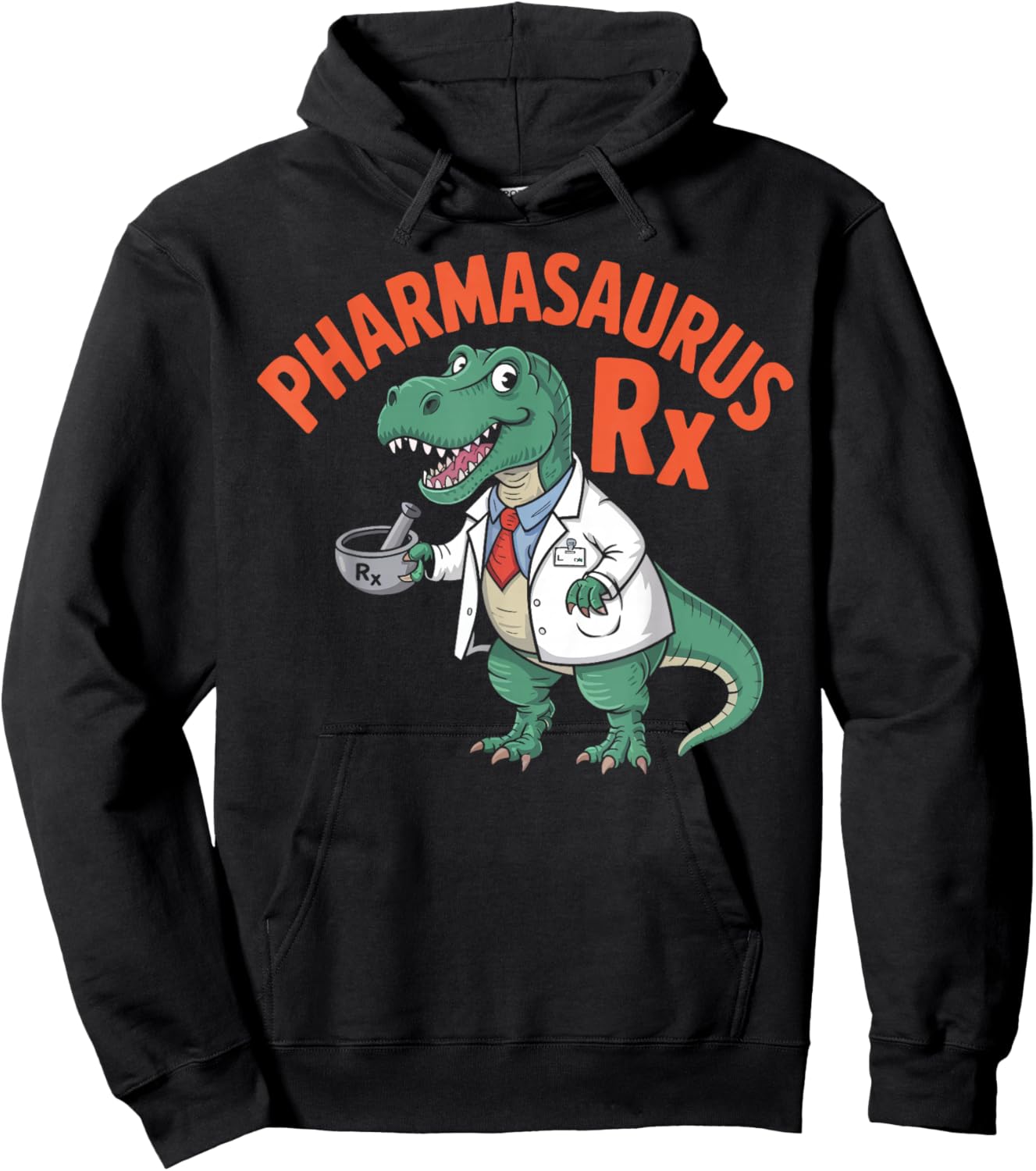 Funny Pharmasaurus Rx Dinosaur Pharmacy Technician Gifts Hoodie - Hoodie | Black