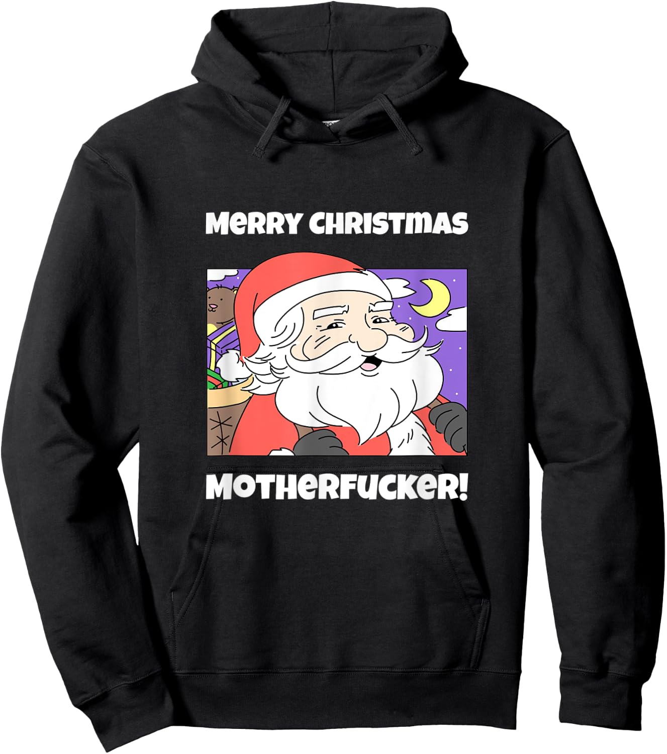 Merry Christmas Motherfucker Funny Santa Claus Hoodie - Hoodie | Black