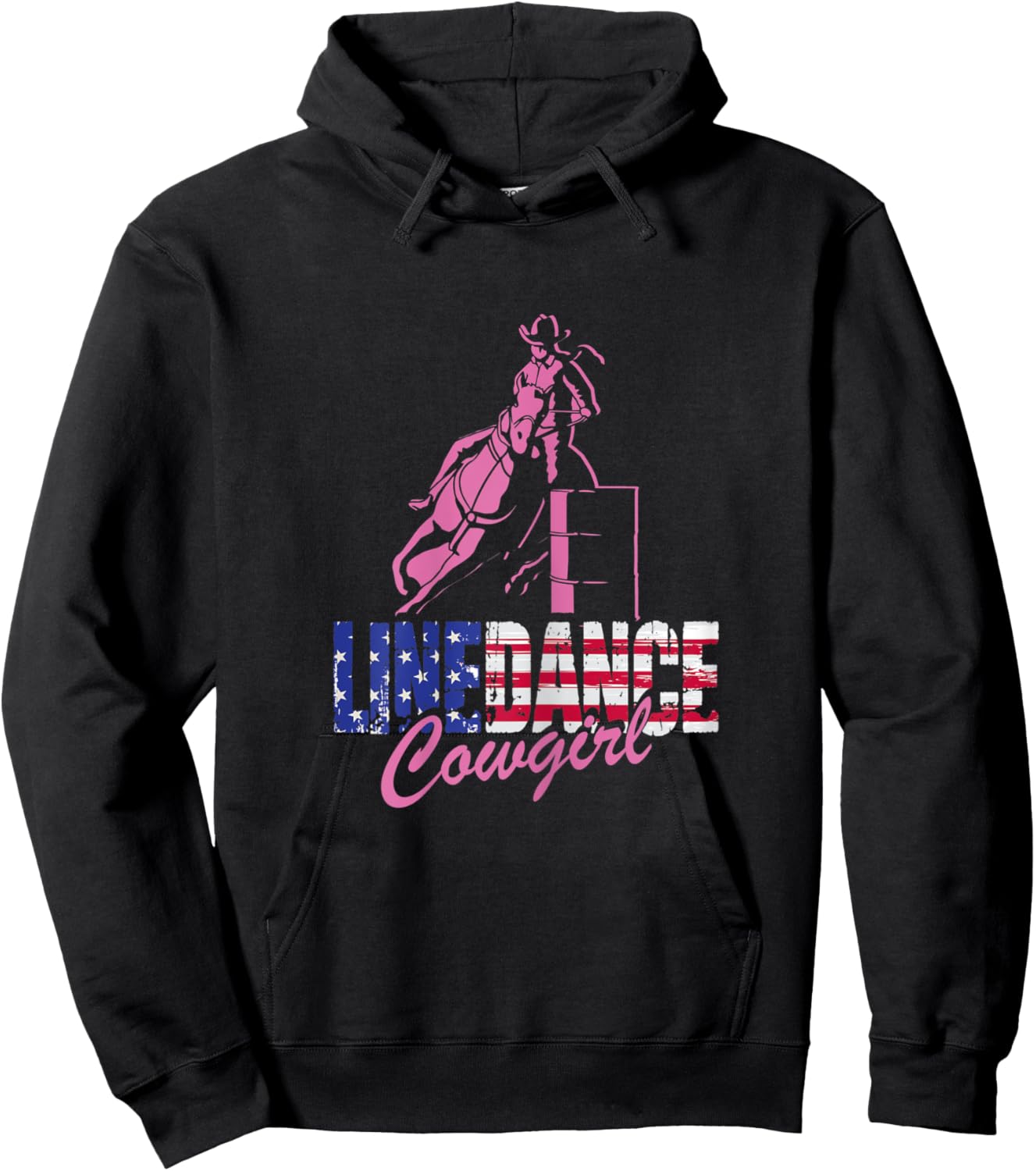 Damen Line Dance Cowgirl | US-amerikanische Flagge | Western Dancing Hoodie - Hoodie | Black