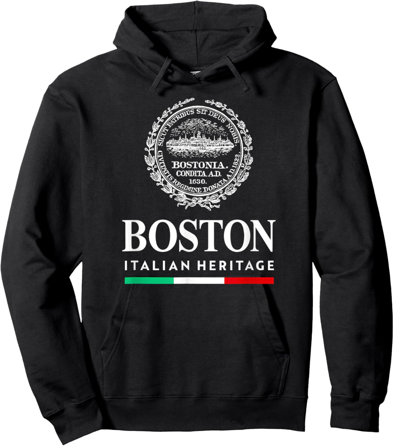 Boston Italian American Heritage Italy Flag Design Hoodie - Hoodie | Black