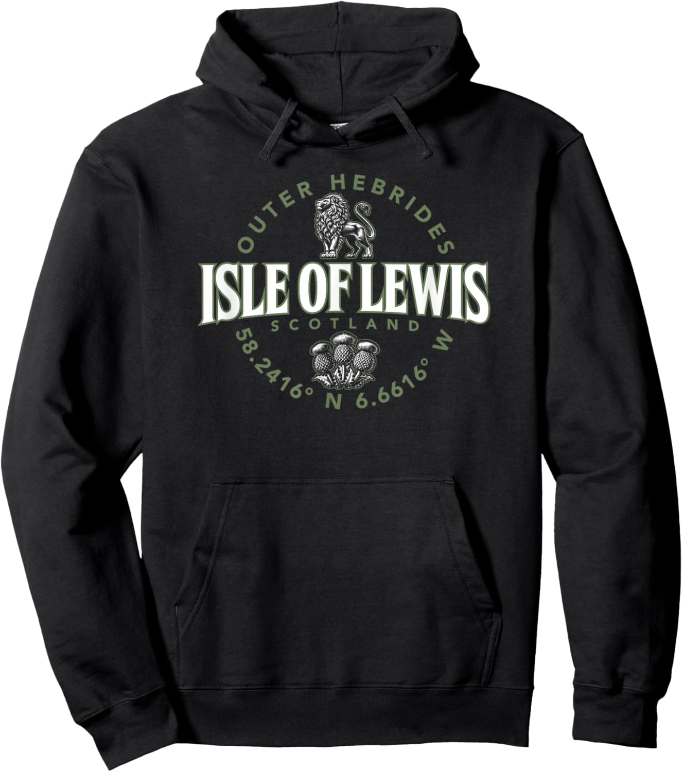 Isle of Lewis Scotland Outer Hebrides Coordinates Label 2C Hoodie - Hoodie | Black