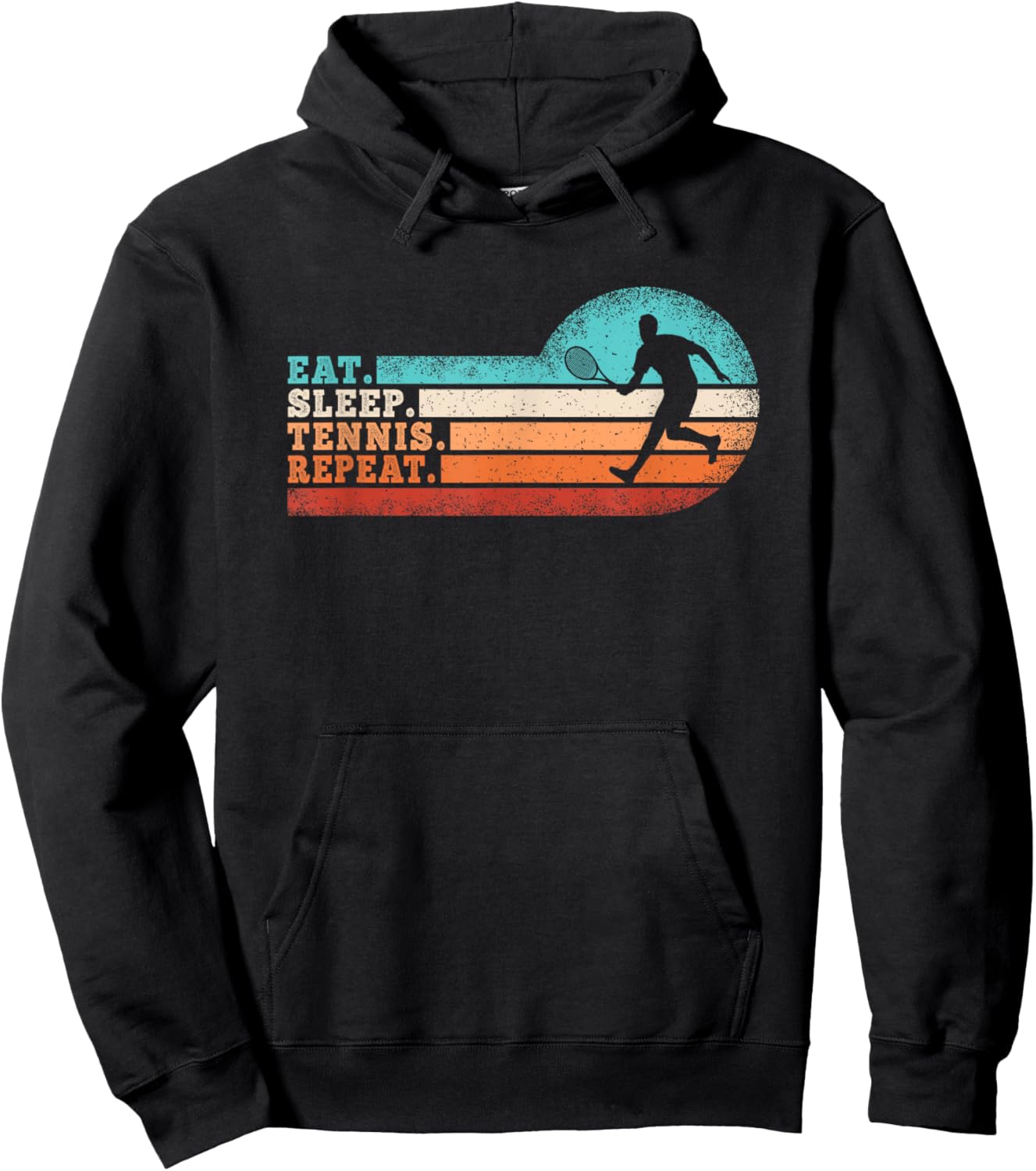 Eat Sleep Tennis Repeat Retro Tennis Lover Men Boys Kids Hoodie - Hoodie | Black