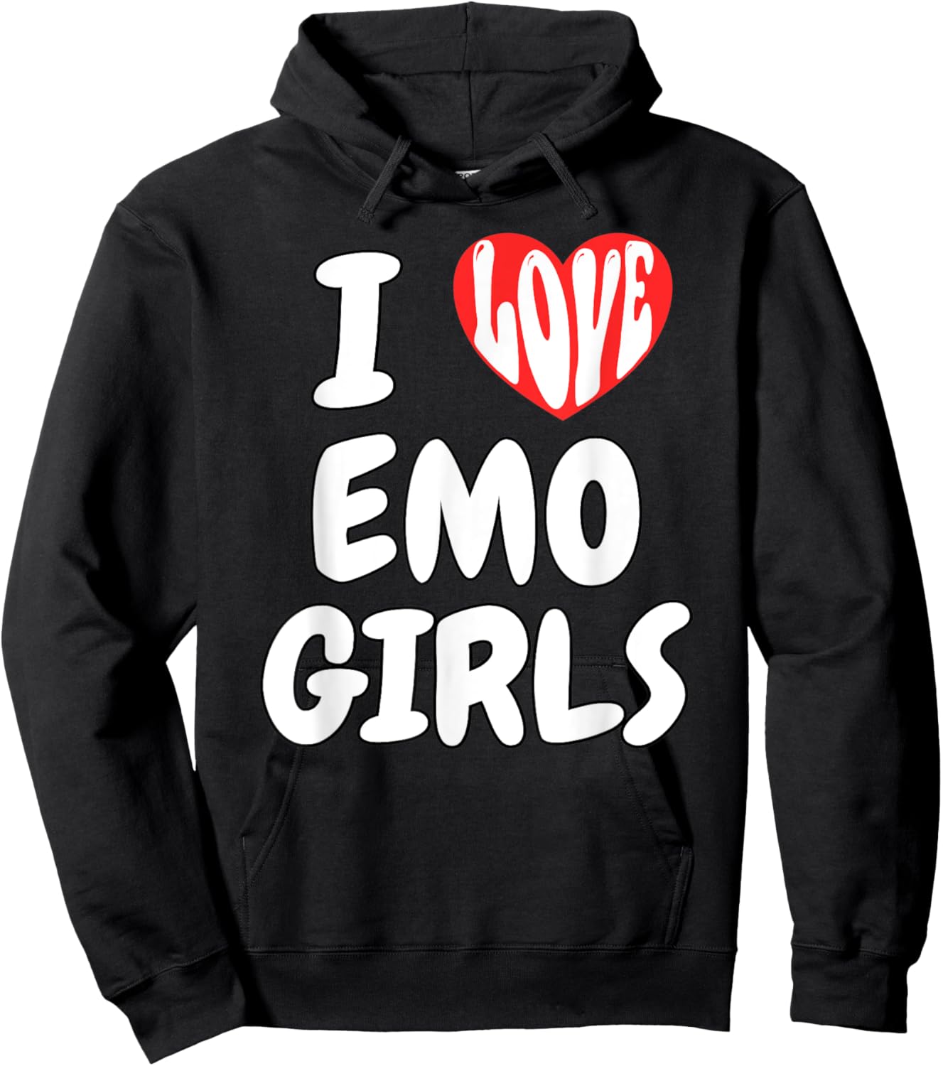 I Love Emo Girls I Heart Emo Girls Funny Ironic Meme Hoodie - Hoodie | Black