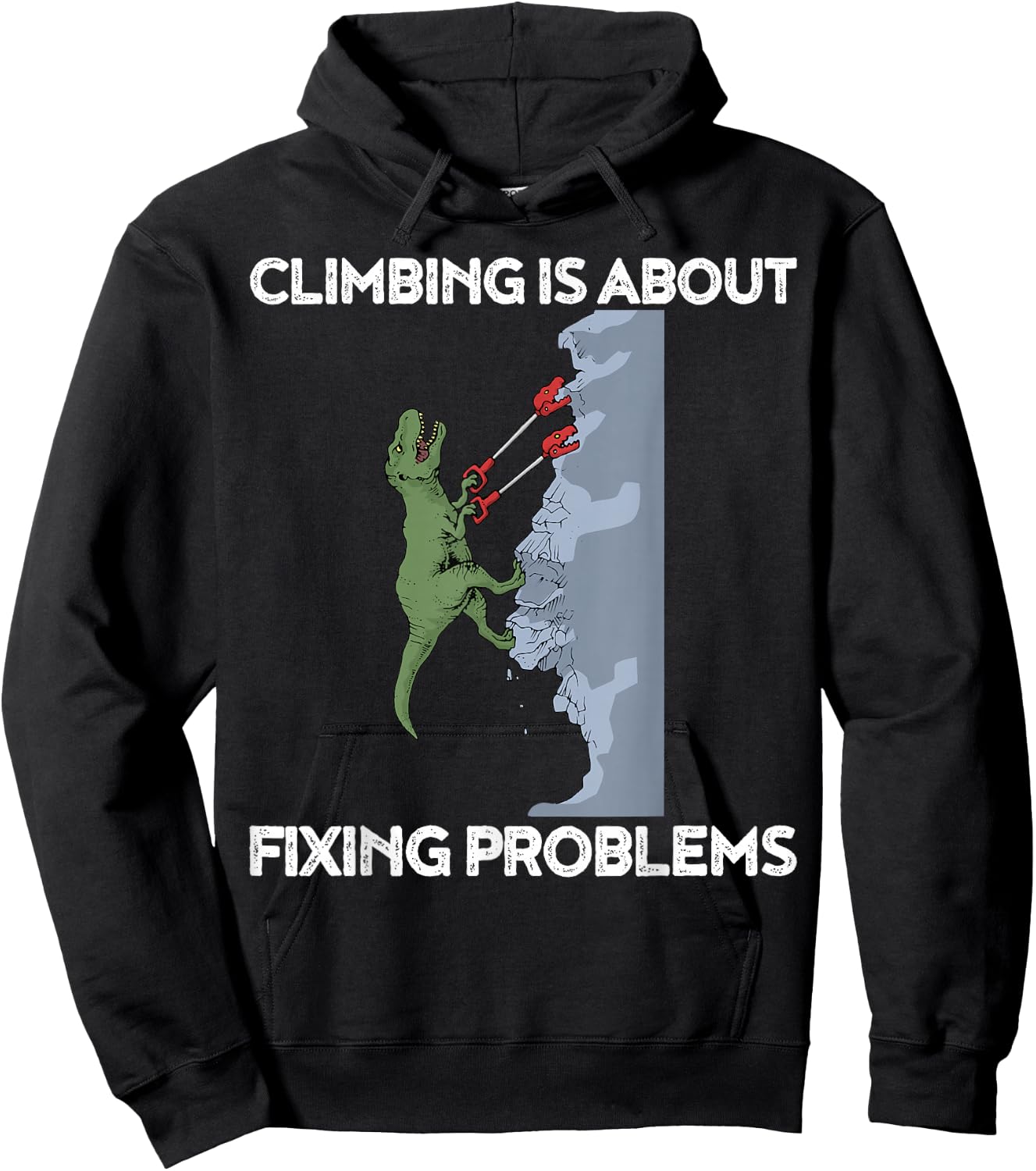 Funny Climbing T-Rex Rock Climber Dinosaur Hoodie - Hoodie | Black