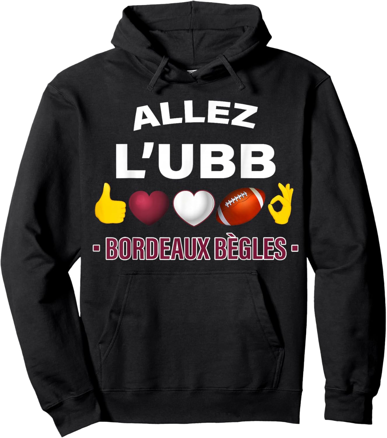 Rugby Gift Supporter Bordeaux UBB , Black, S Hoodie - Hoodie | Black