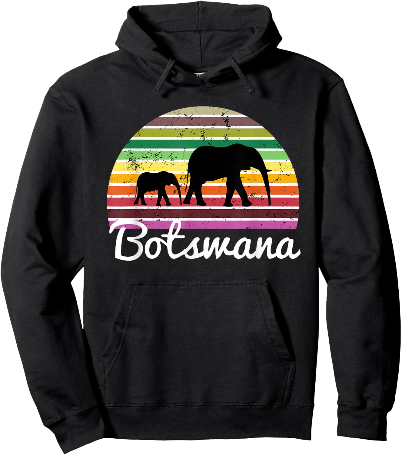 Botswana Shirt Elephant Safari Gift T Shirt Hoodie - Hoodie | Black