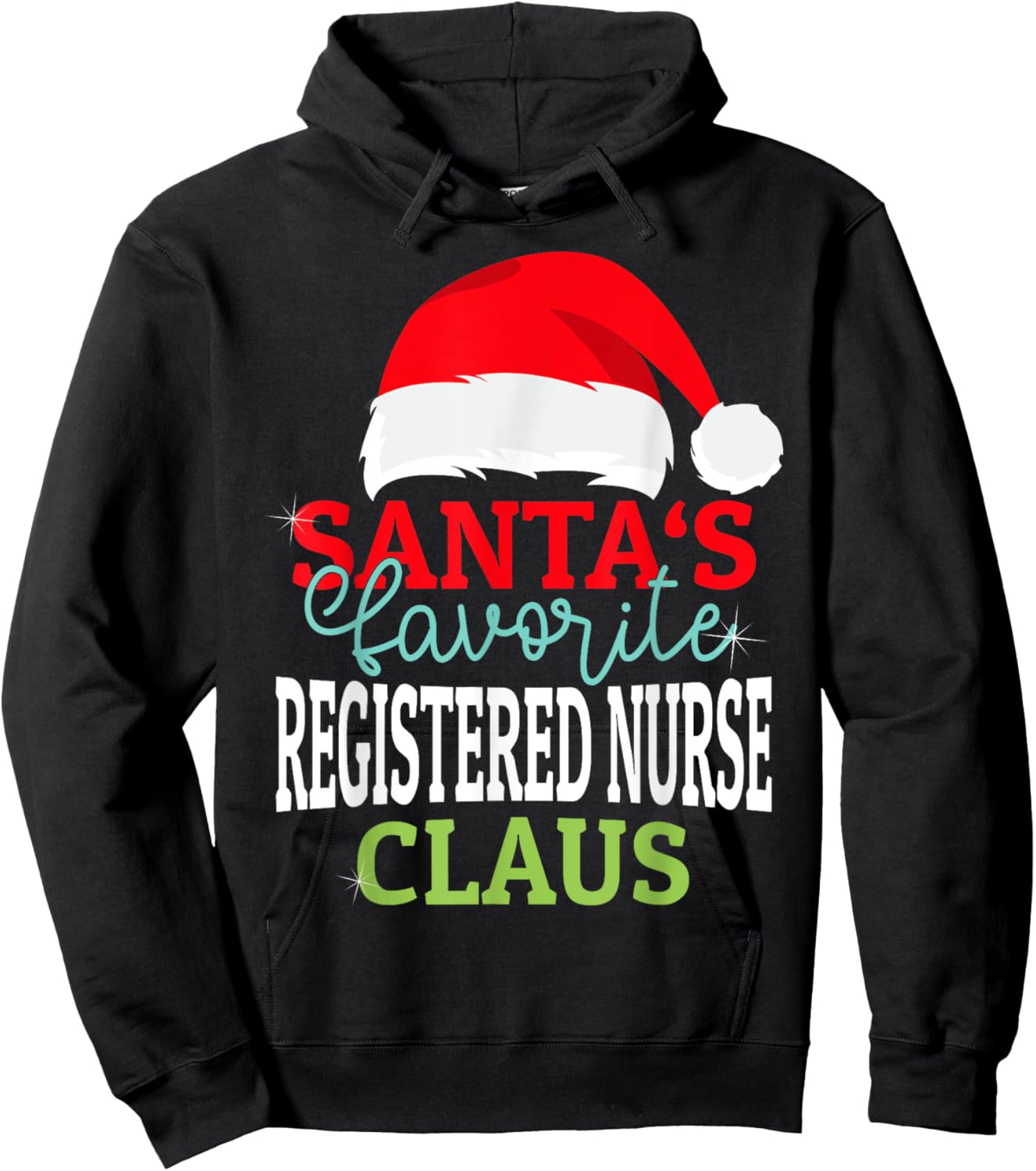 Santa's Favorite Xmas Registered nurse Christmas Claus PJS Hoodie - Hoodie | Black