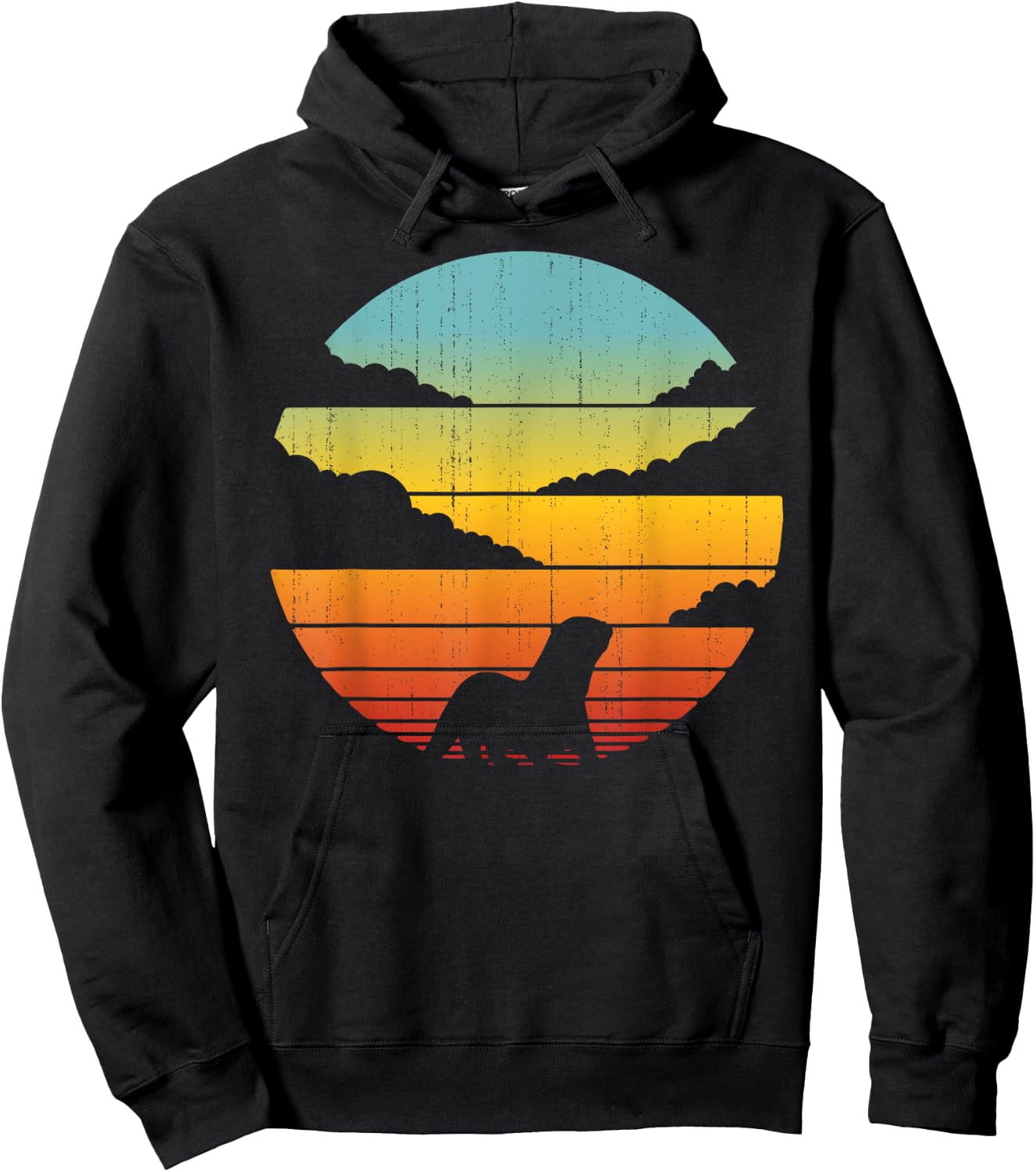 Otter Retro Vintage 60s 70s Sunset Mammal Animal Lovers Men Hoodie - Hoodie | Black