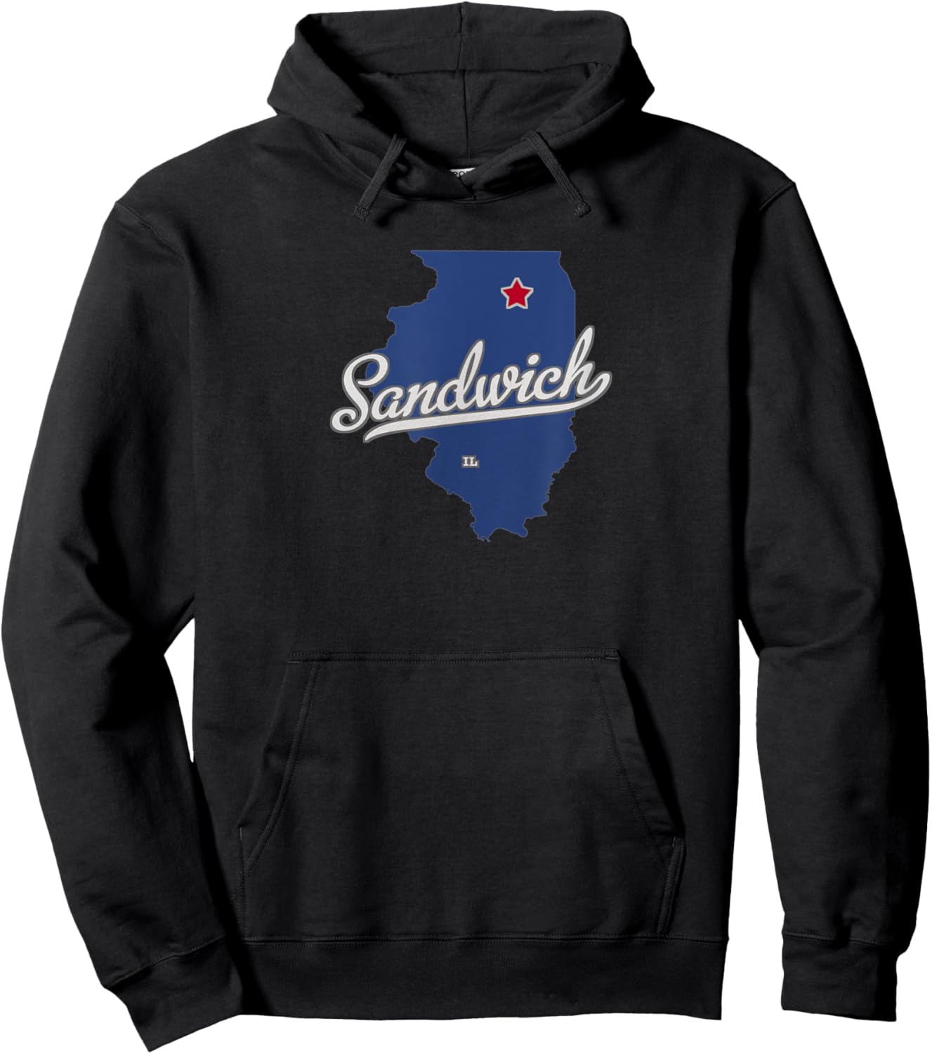 Sandwich Illinois IL Map Hoodie - Hoodie | Black