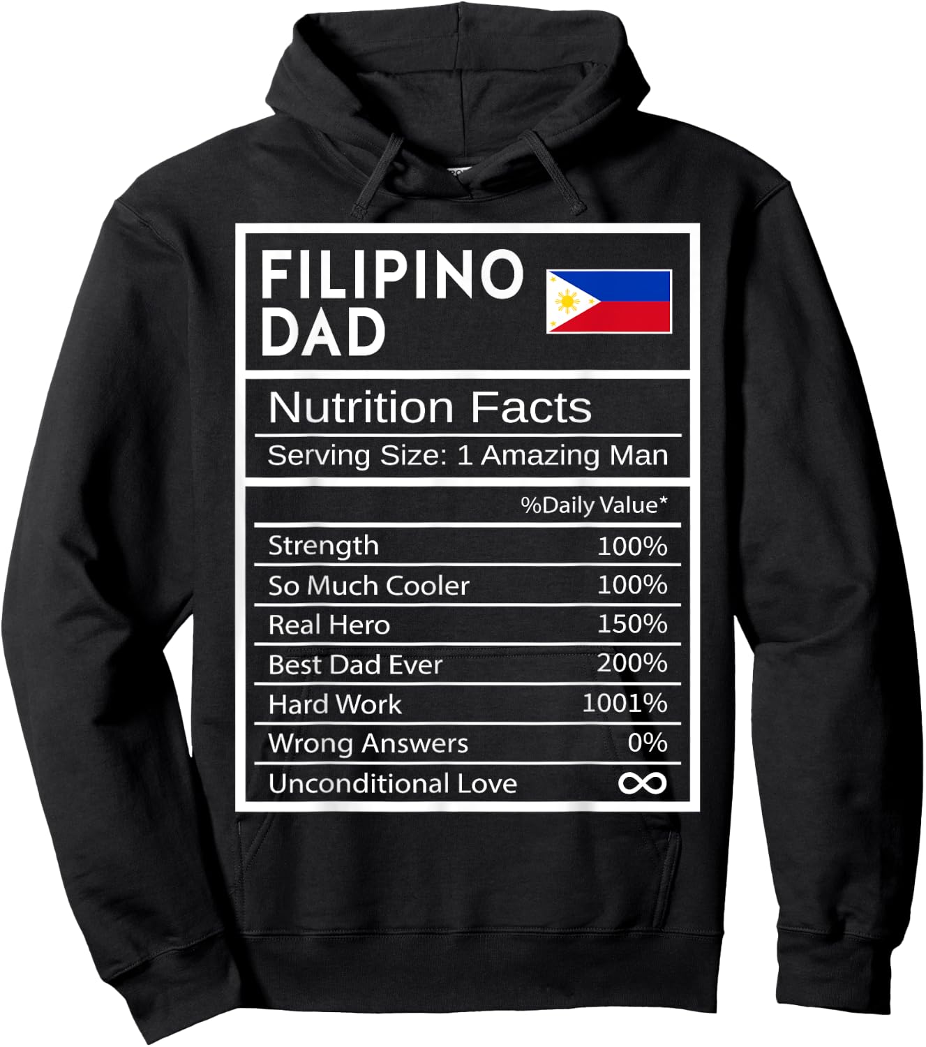 Filipino Dad Nutrition Facts National Pride Gift Dad Hoodie - Hoodie | Black