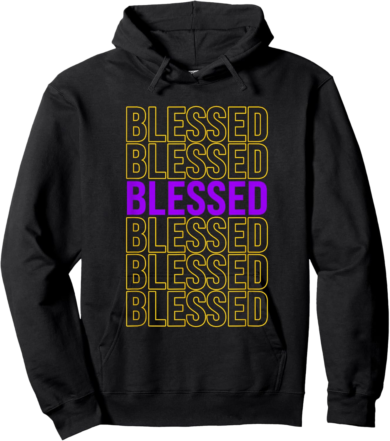 Purple and Golds Blessed-gold & Purple Color Graphic Hoodie - Hoodie | Black