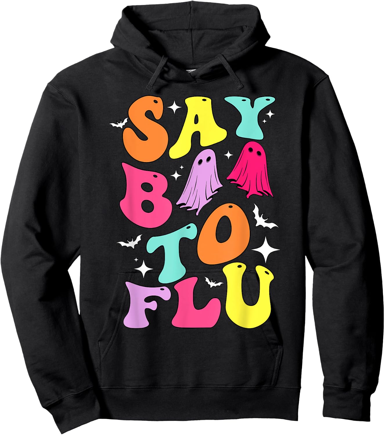 Say Boo To The Flu, Groovy Halloween Ghost Boo To Flu Hoodie - Hoodie | Black