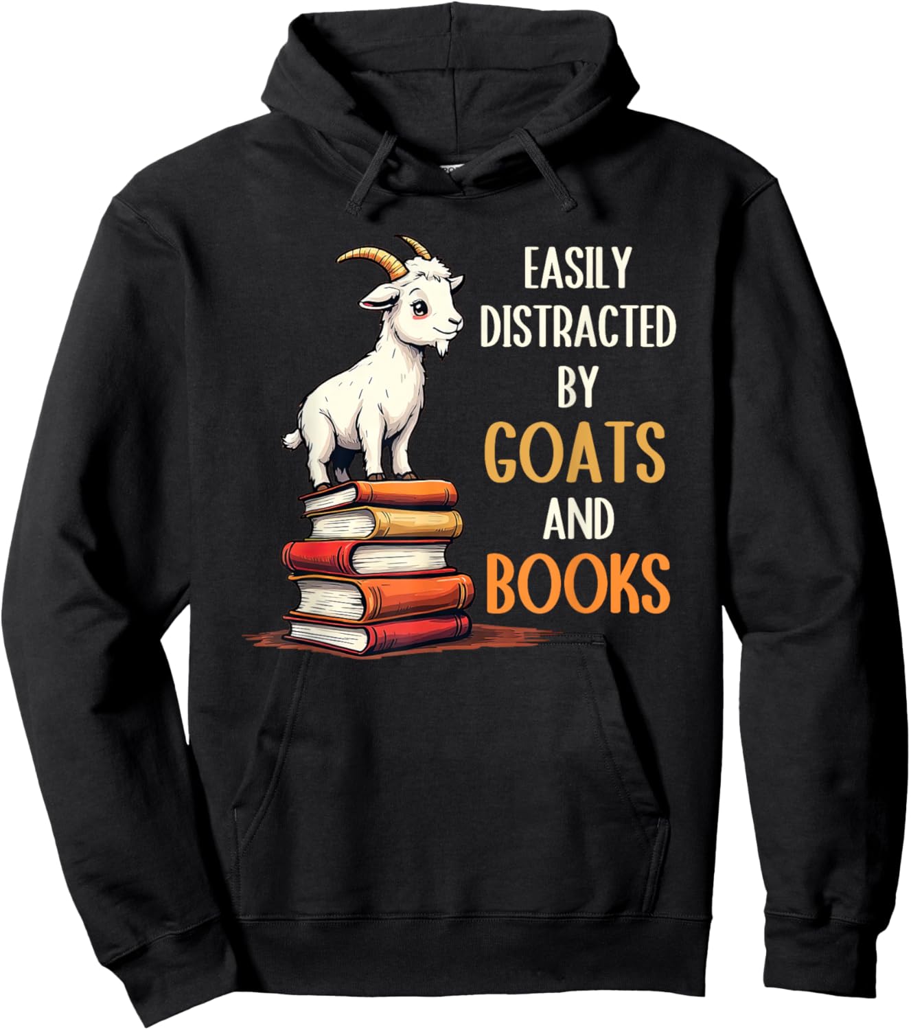 Easily Distracted By Goats And Books, Goats And Book Reading Hoodie - Hoodie | Black