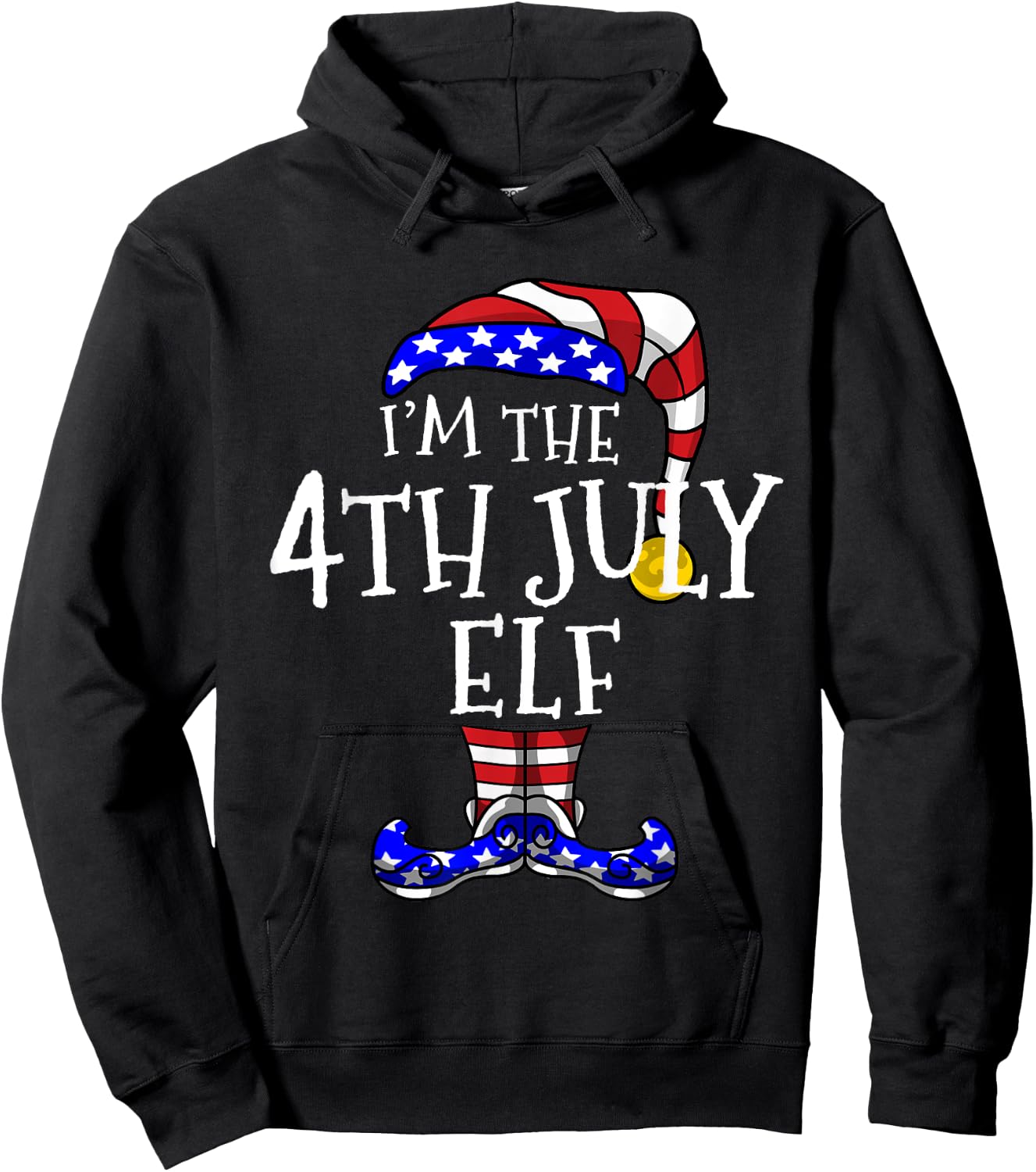 4th July Elf Patriotic Gnomes Christmas July Funny Cute Hoodie - Hoodie | Black