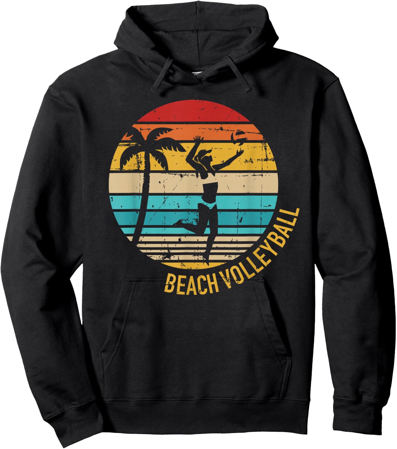 Beach volleyball vintage retro Hoodie - Hoodie | Black