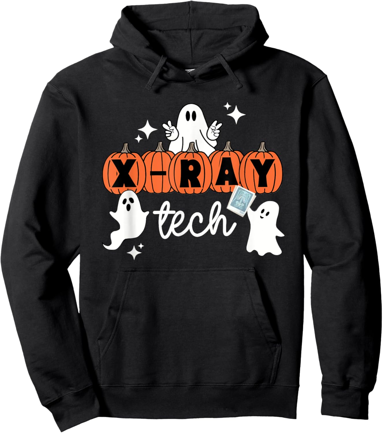 Tech Halloween Technician Squad Xray Tech Pumpkin Hoodie - Hoodie | Black