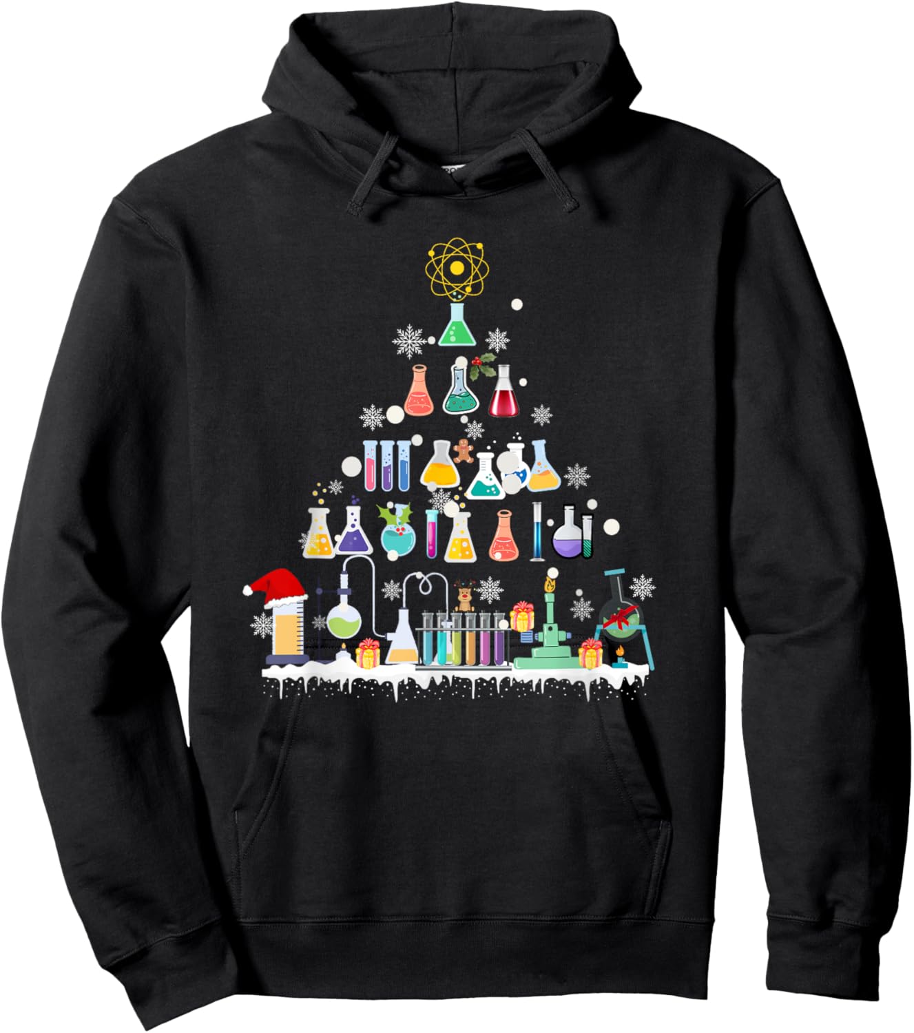 Oh Chemistree Funny Christmas Tree Chemical Science Teacher Women Kids Hoodie - Hoodie | Black