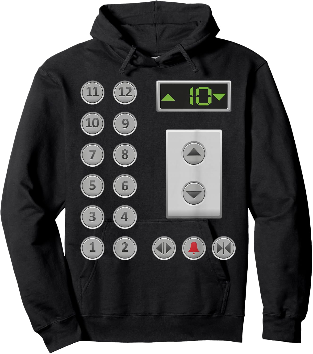 Elevator Buttons Apparel -Adult Funny Elevator - Black, Small Hoodie - Hoodie | Black