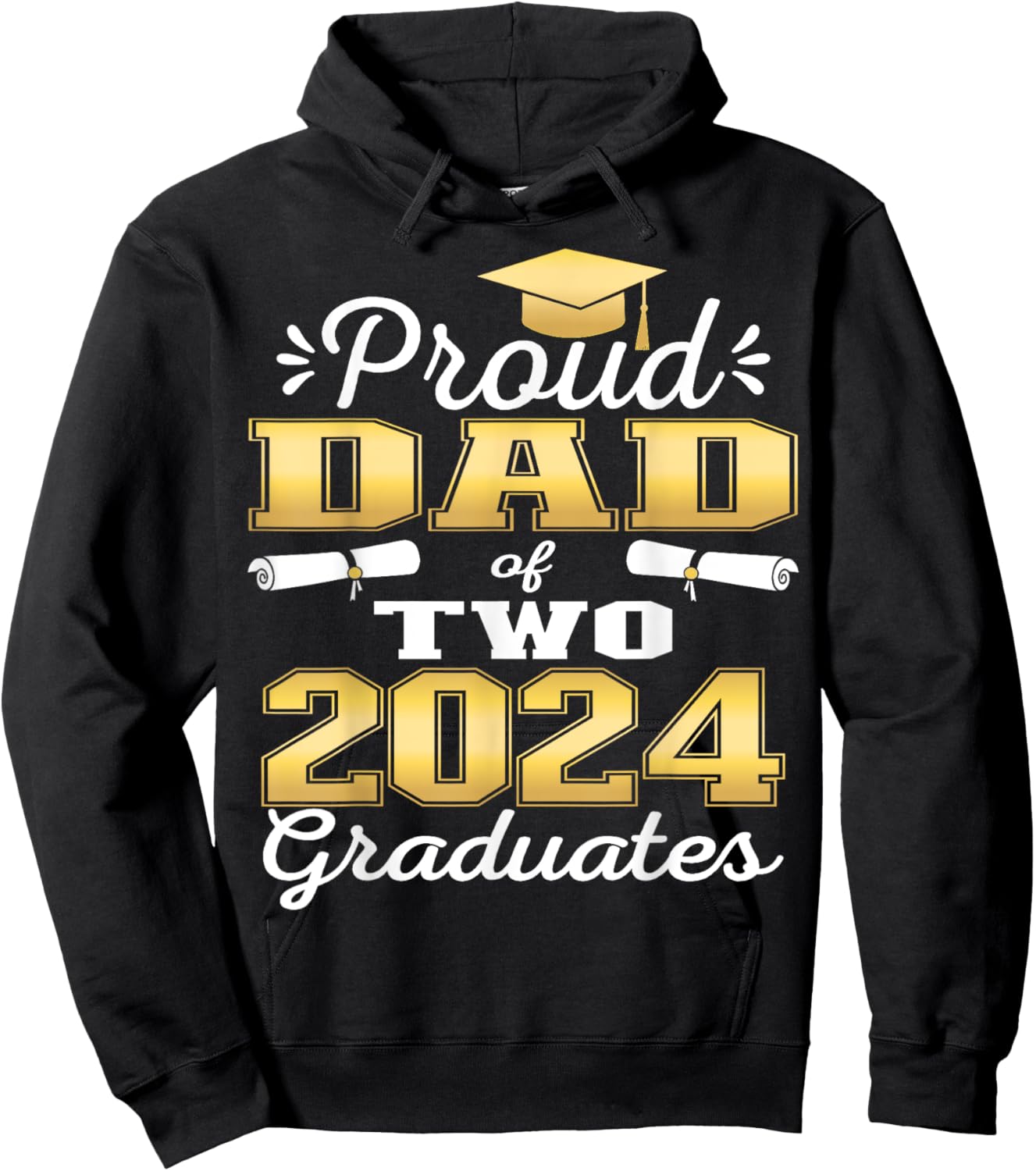 Proud Dad of Two 2024 Graduate Class 2024 Graduation family Hoodie - Hoodie | Black