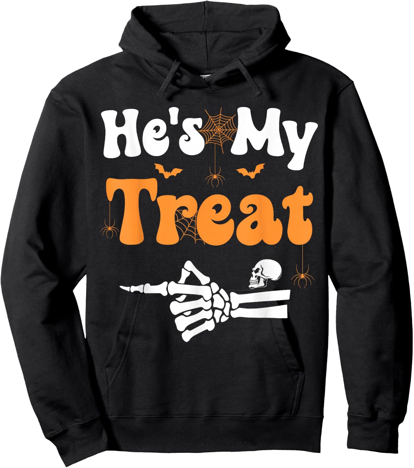 He's My Treat Skeleton Couples Matching Couple Halloween Hoodie - Hoodie | Black