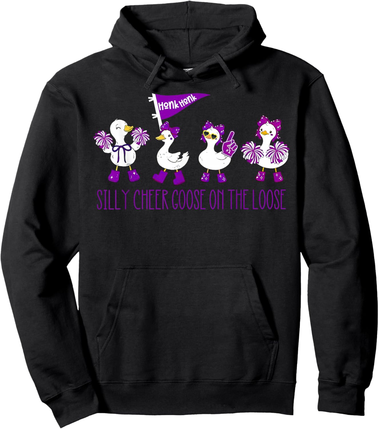 Silly Cheer Goose On The Loose Fun Cheerleader Cheerleading Hoodie - Hoodie | Black