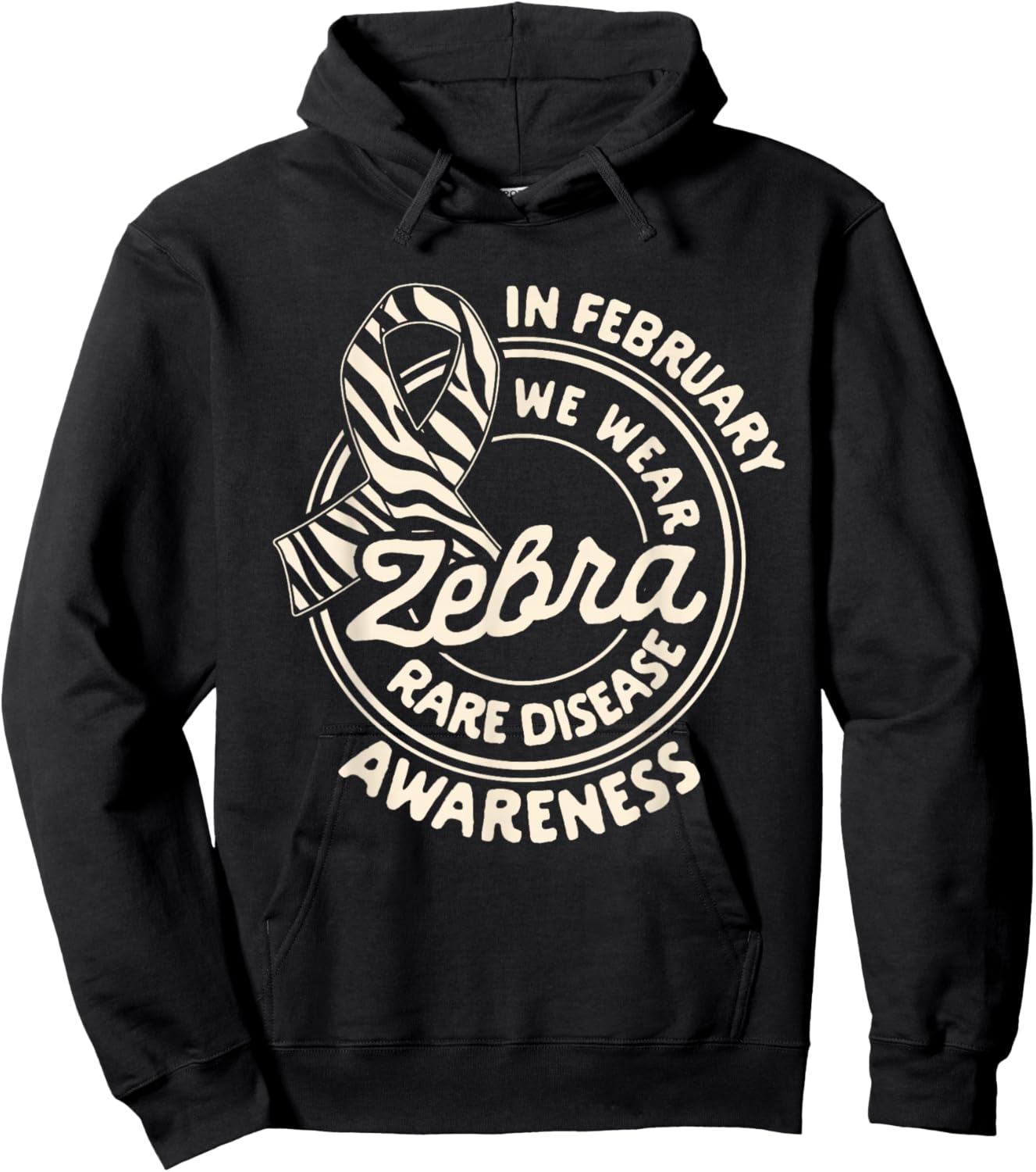 Rare Disease Awareness In February We Wear Zebra Ribbon Hoodie - Hoodie | Black