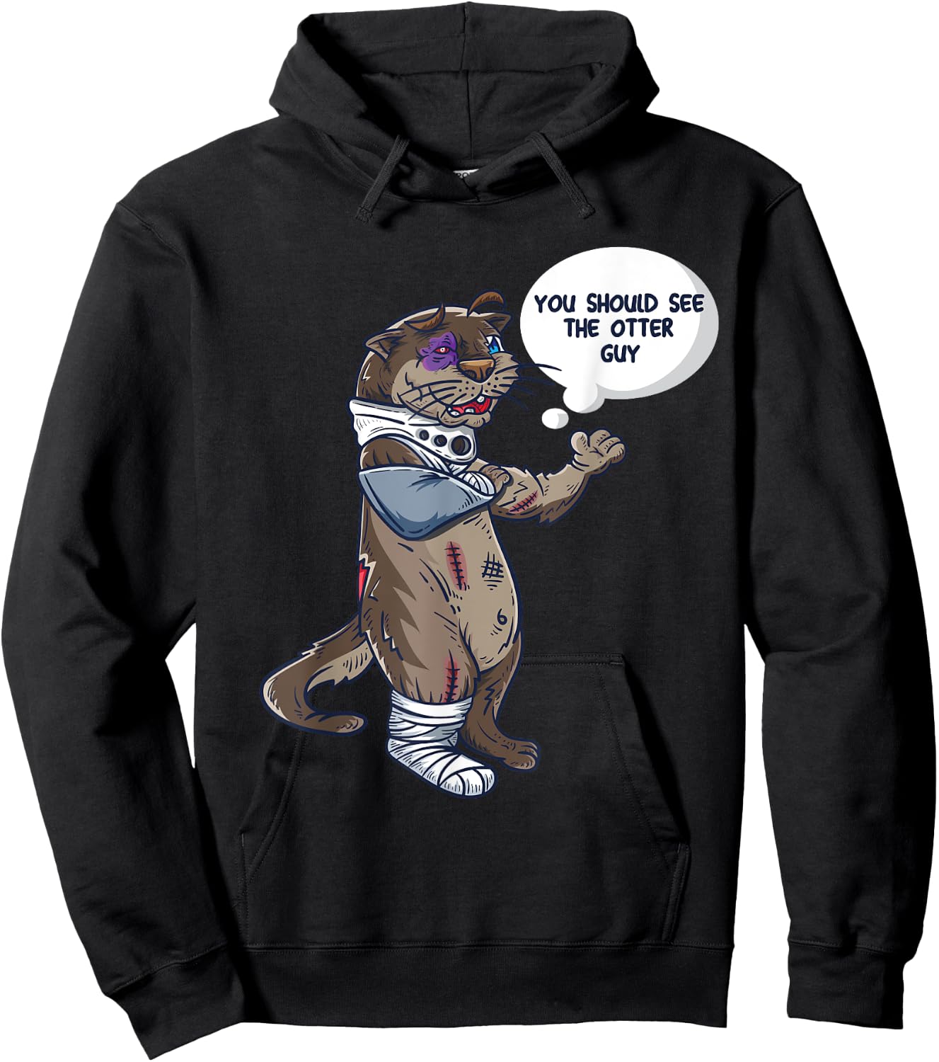 You Should See The Other Guy Funny Joke Meme Boxer Otter Hoodie - Hoodie | Black