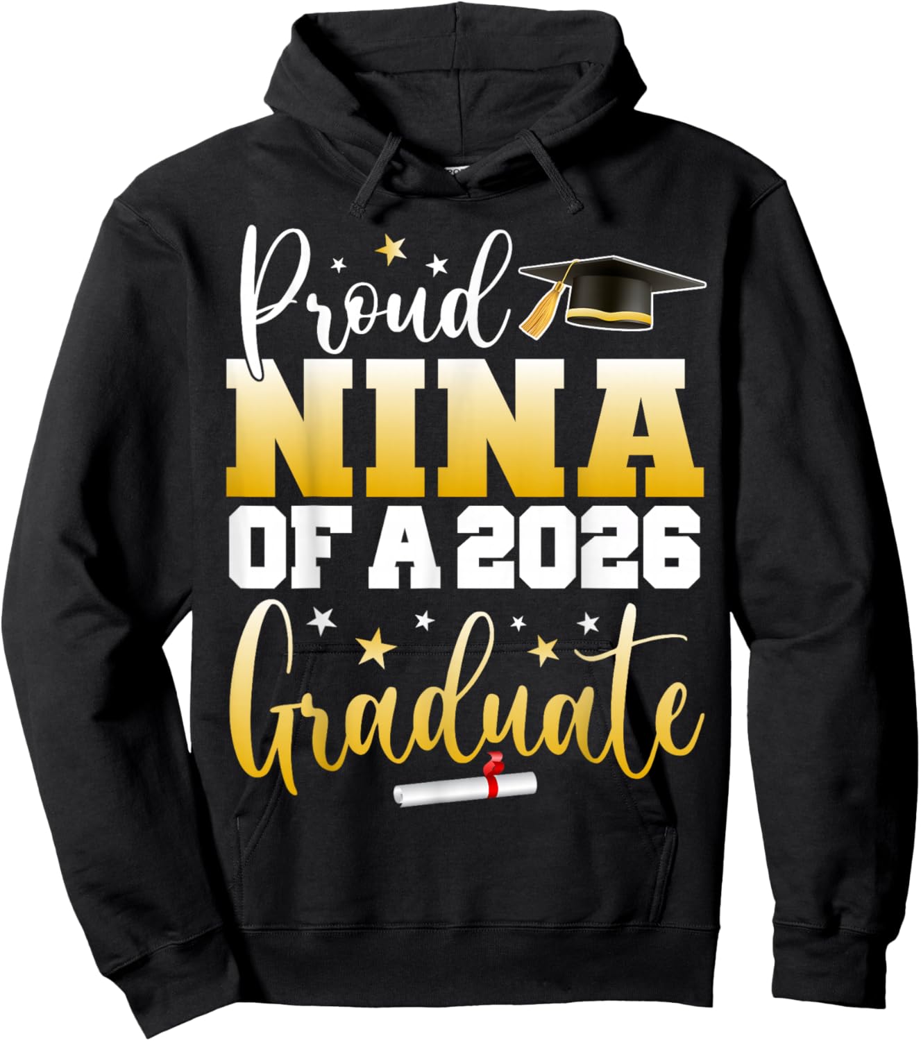 Nina Senior 2026 Proud Nina of A Class of 2026 Graduate Hoodie - Hoodie | Black