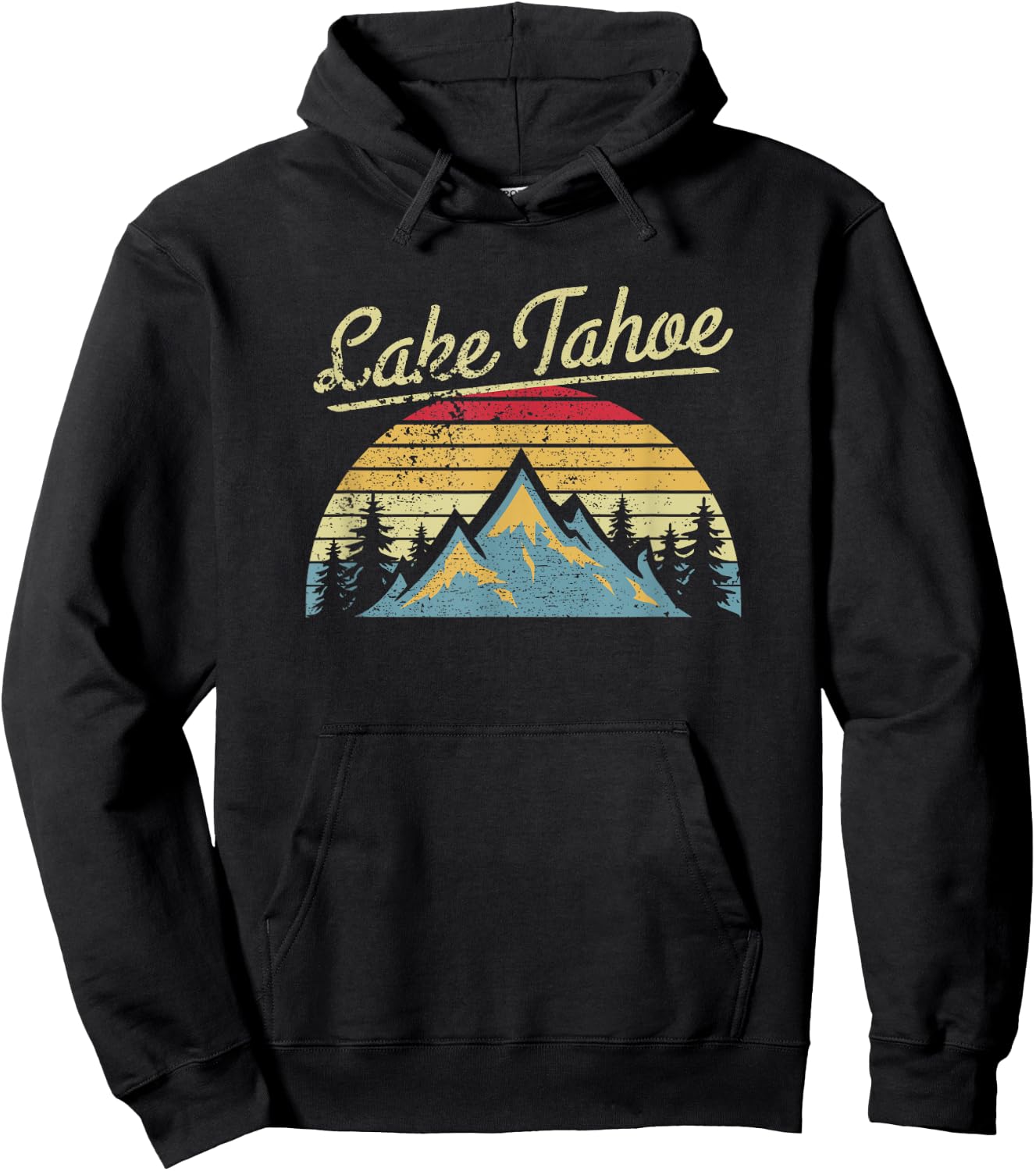Vintage Retro Lake Tahoe National Forest T Shirt Hoodie - Hoodie | Black