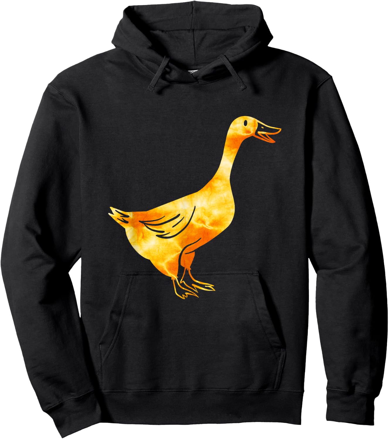 Tie-Dye Goose / Golden Orange Retro & Vintage Goose Design Hoodie - Hoodie | Black