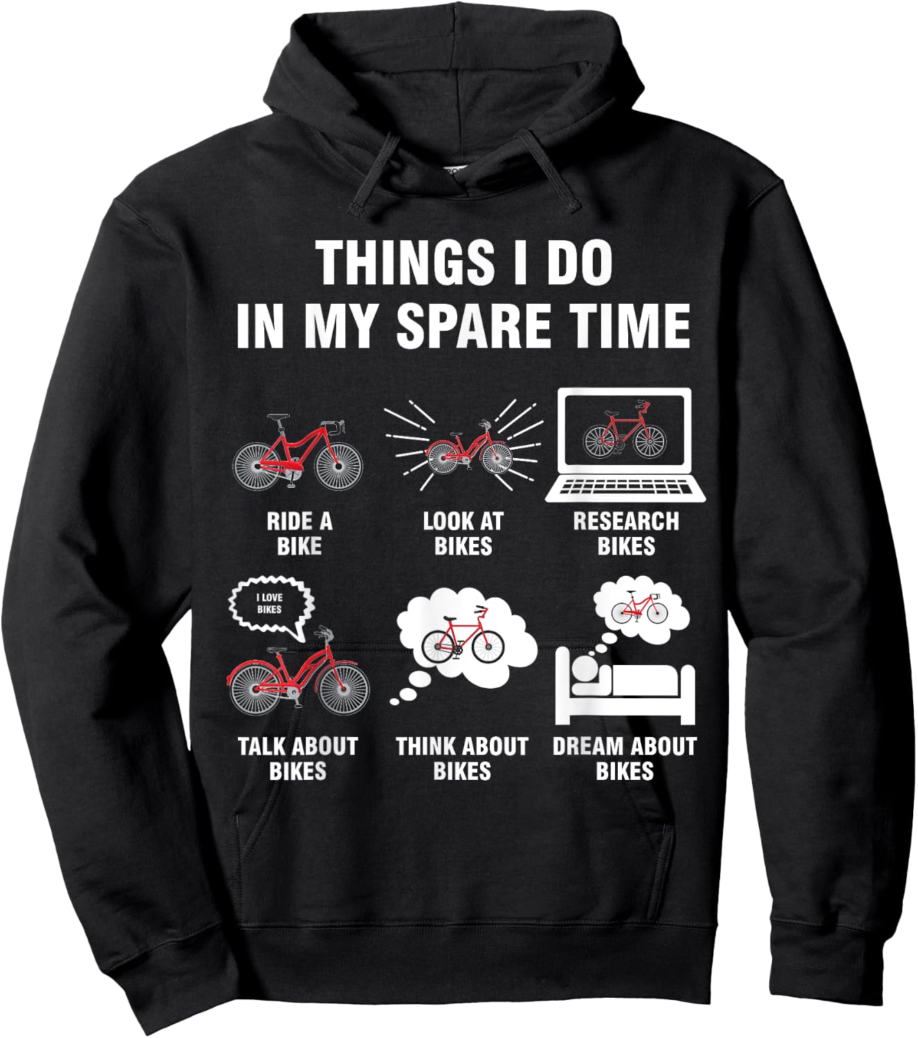 6 Things I Do In My Spare Time - Bike Bicycle Lovers Hoodie - Hoodie | Black