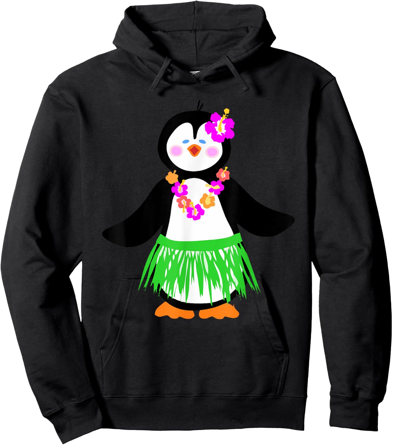 Hawaiian Penguin Aloha Luau Party Hula Dancer Costume Hoodie - Hoodie | Black