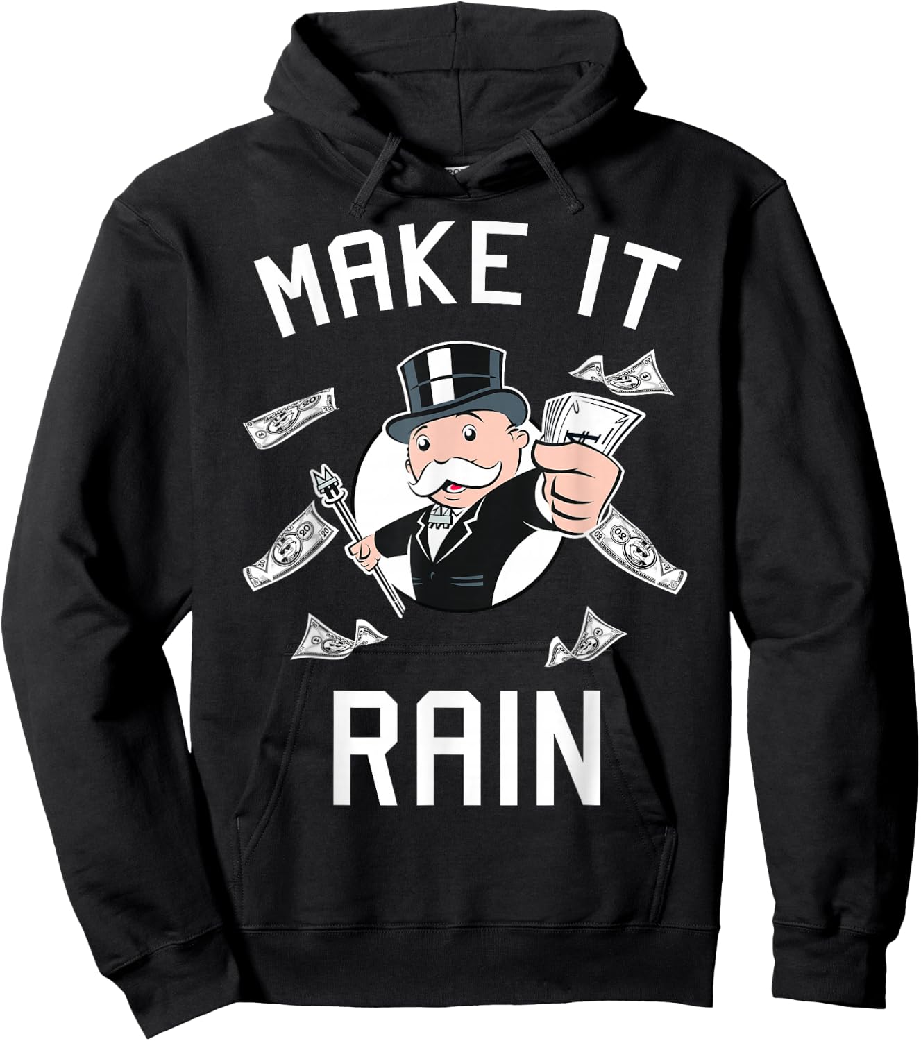 Monopoly Man Make It Rain Logo Portrait Small Hoodie - Hoodie | Black