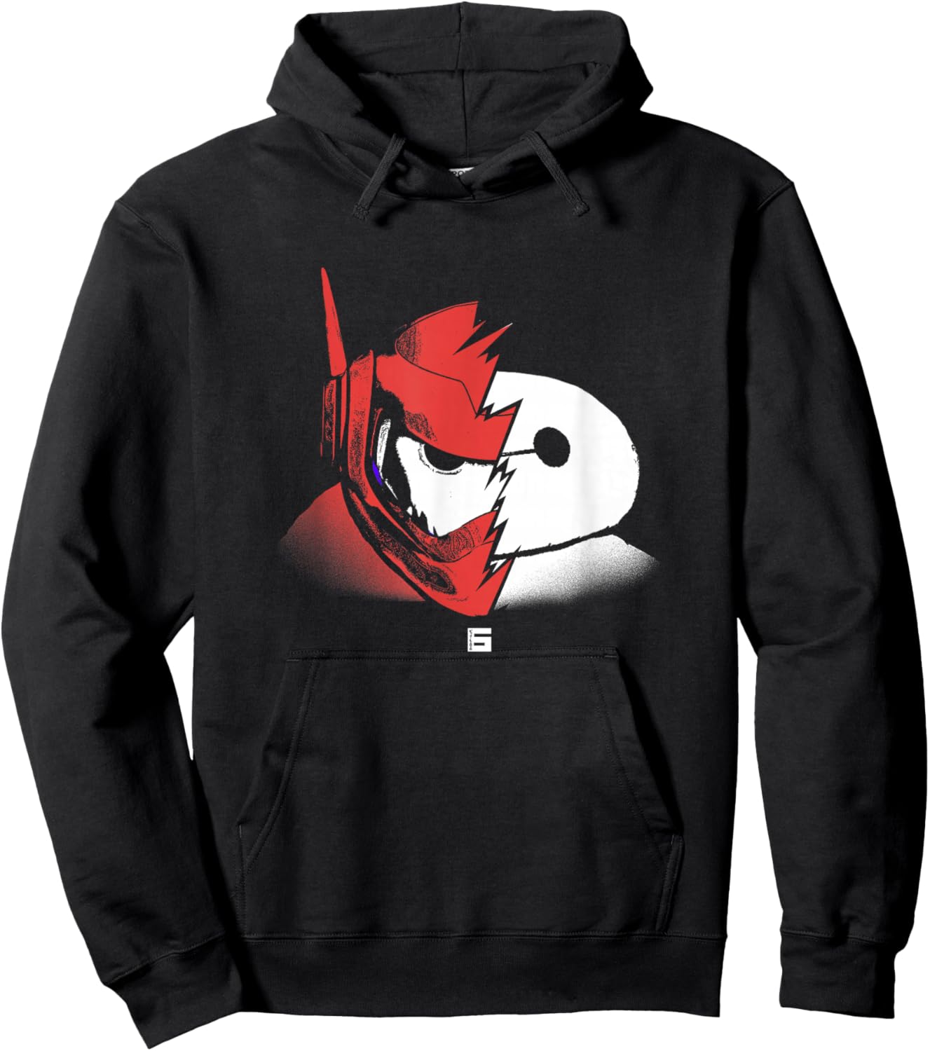 Disney Big Hero 6 Baymax Split Face Epic Shot Distressed Hoodie - Hoodie | Black