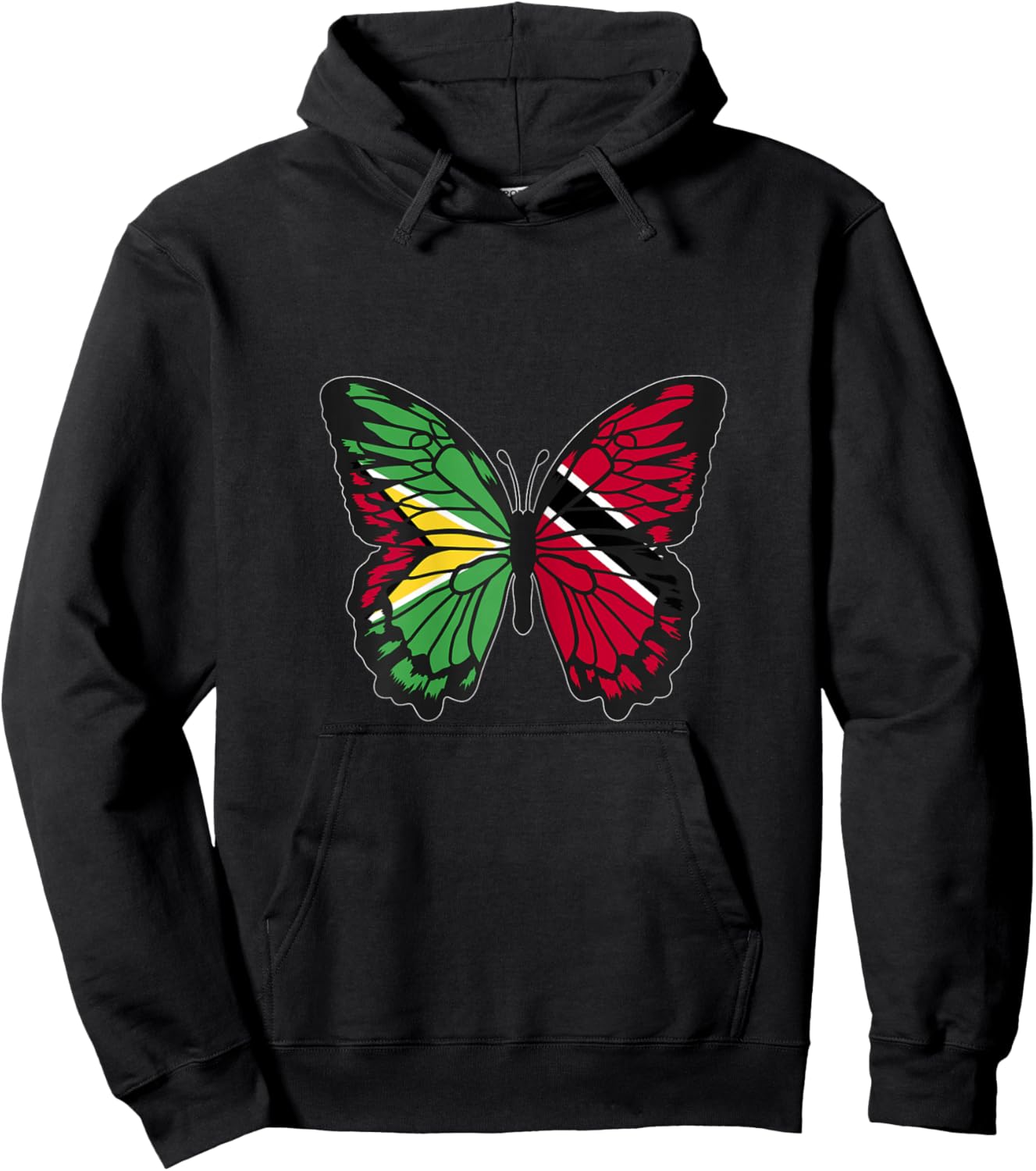 Guyana and Trinidad Mix Butterfly Half Guyanese Trinidadian Hoodie - Hoodie | Black