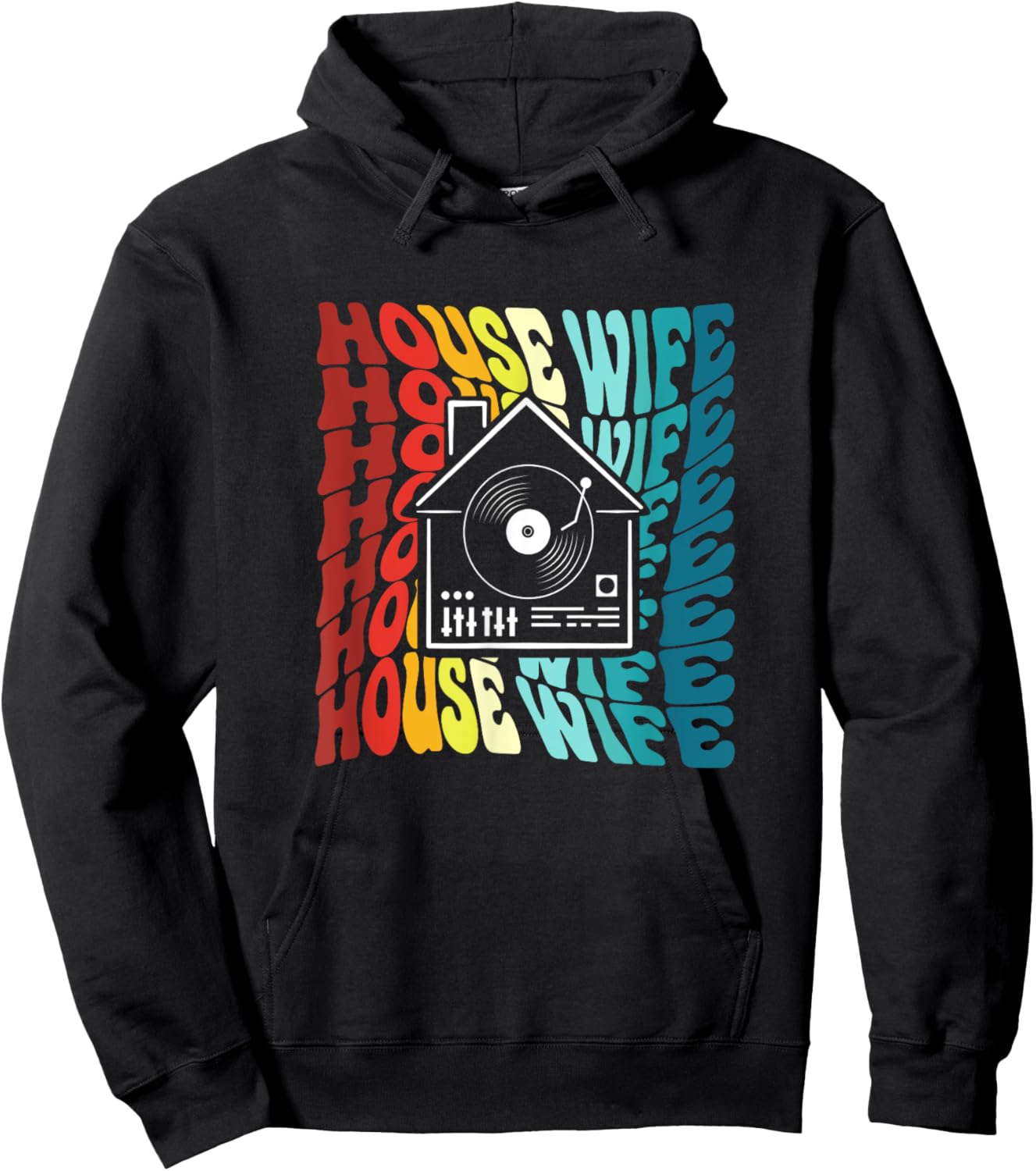 Retro House Wife Techno Rave Music Party Edm Dj Hoodie - Hoodie | Black