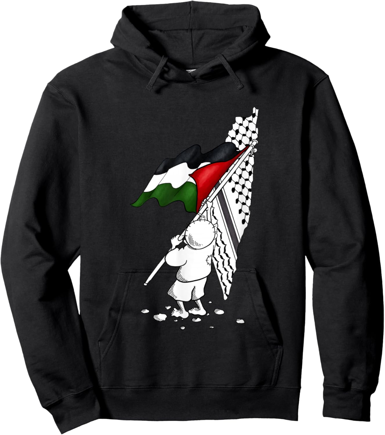 Palestine Free in Arabic Gaza Flag Hoodie - Hoodie | Black