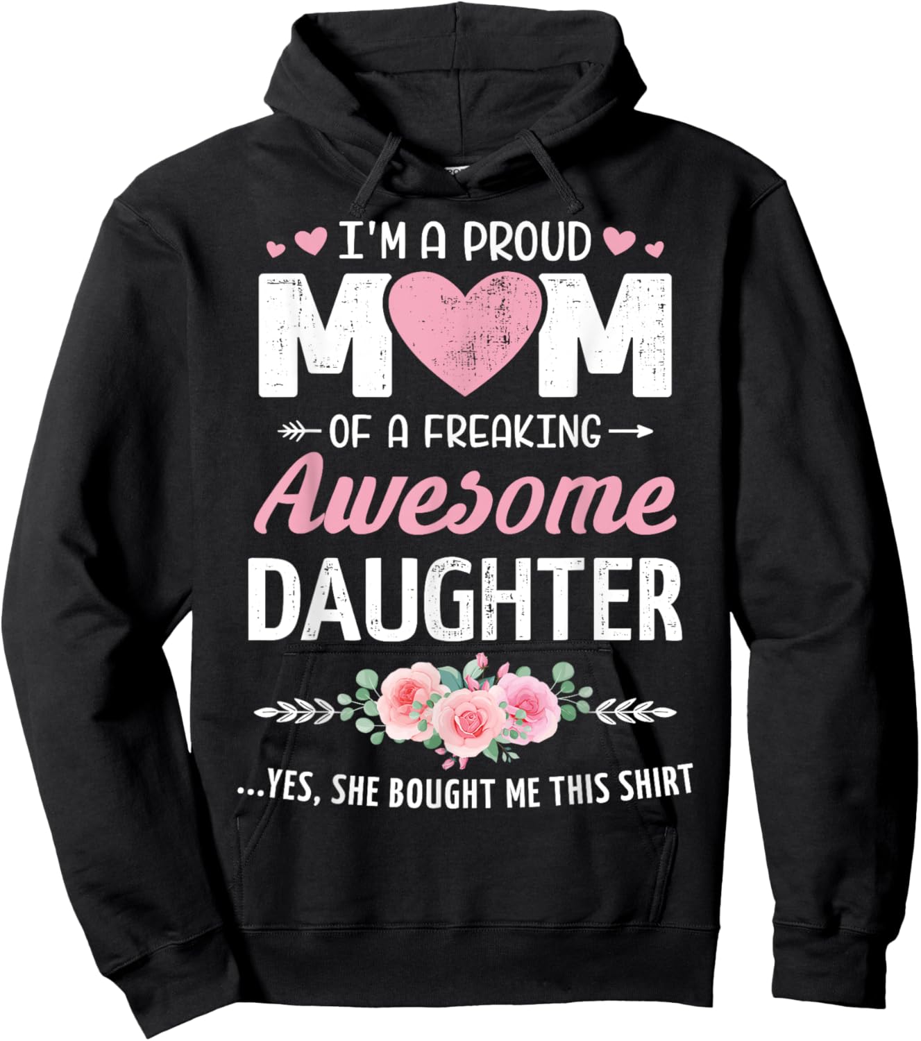 Proud mom awesome daughter mothers day christmas birthday Hoodie - Hoodie | Black