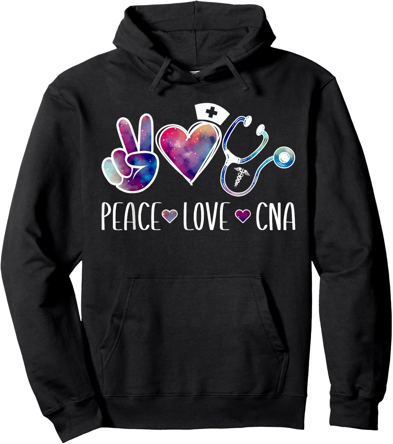 Peace Love CNA Certified Nurse Assistant CNA Nurse Hoodie - Hoodie | Black