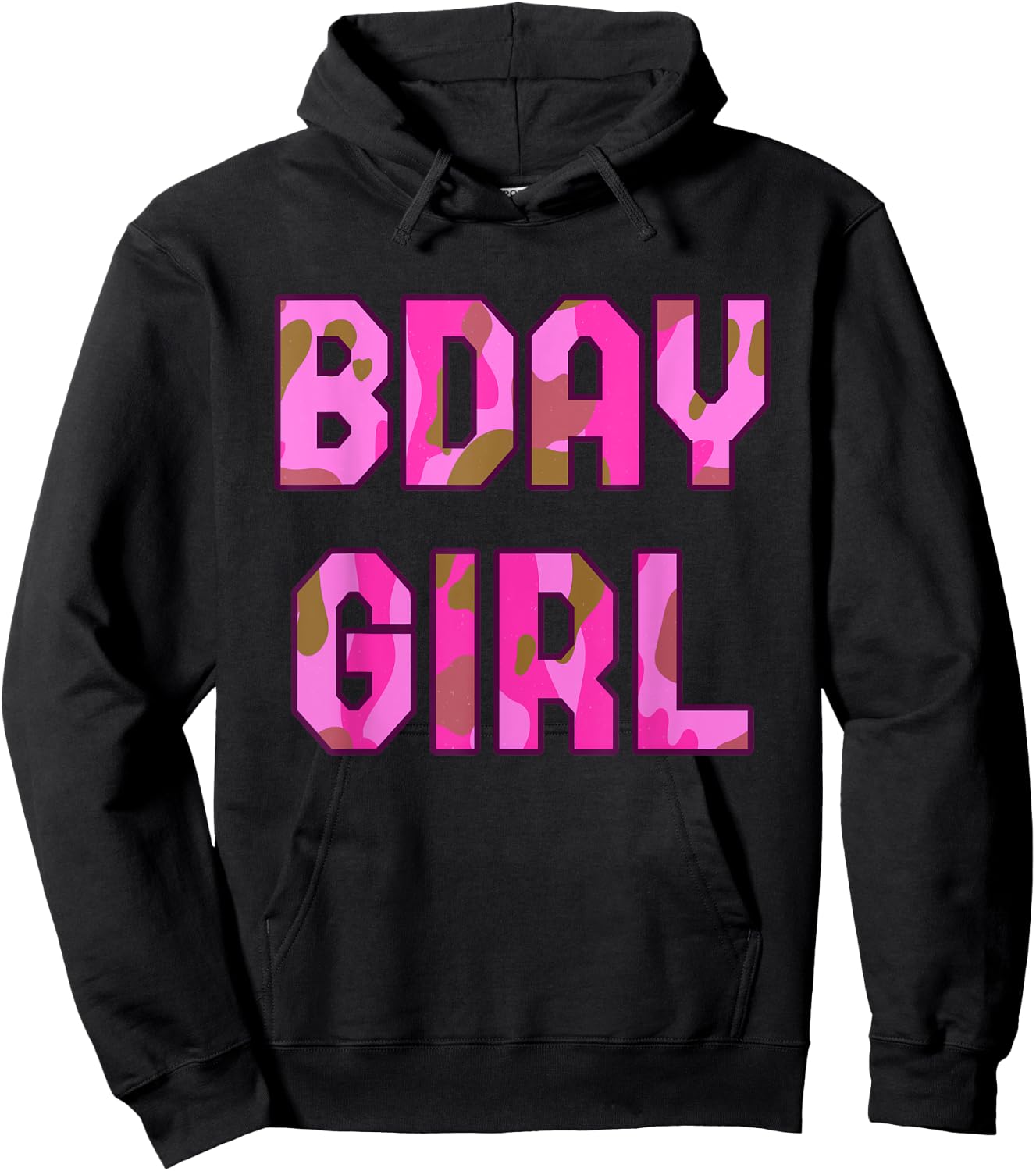 Camouflage Hunter Bday Girl Pink Camo Huntress Birthday Hoodie - Hoodie | Black