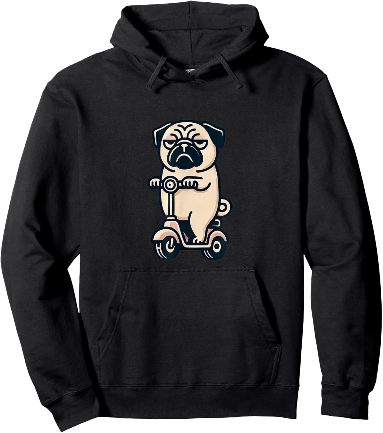 Lustiger gelangweilter Mops auf Roller Hoodie - Hoodie | Black