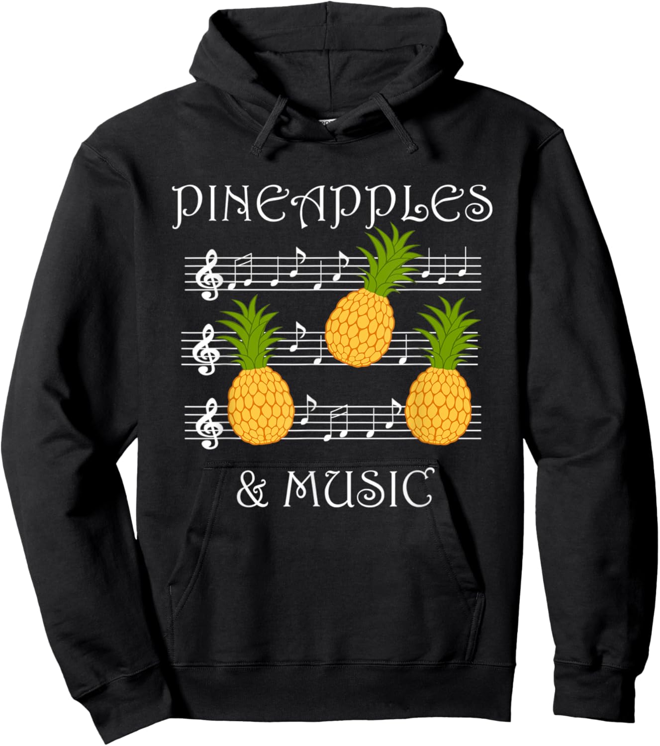 Pineapples and Music Clef Musician Teacher Fruits Women Kids Hoodie - Hoodie | Black
