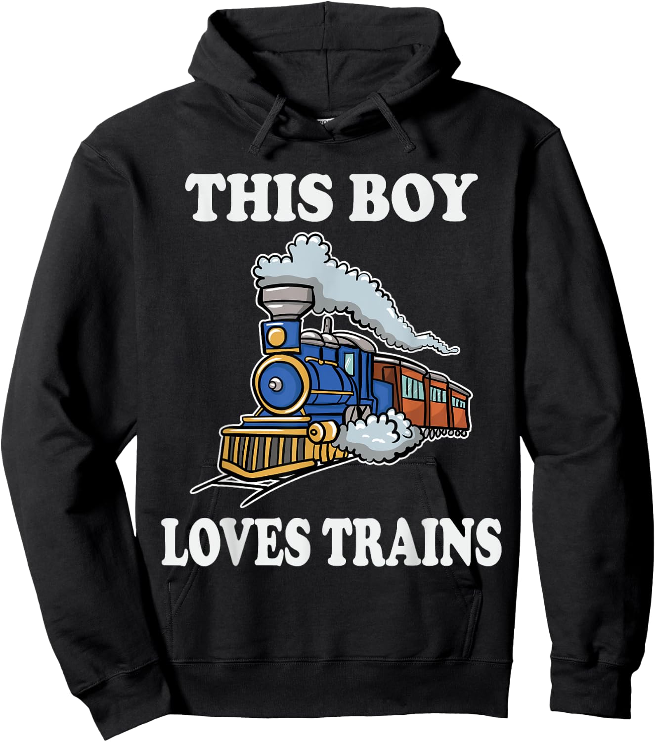 This Boy Loves Trains Gift Train Wagon Lover Gifts Small Hoodie - Hoodie | Black