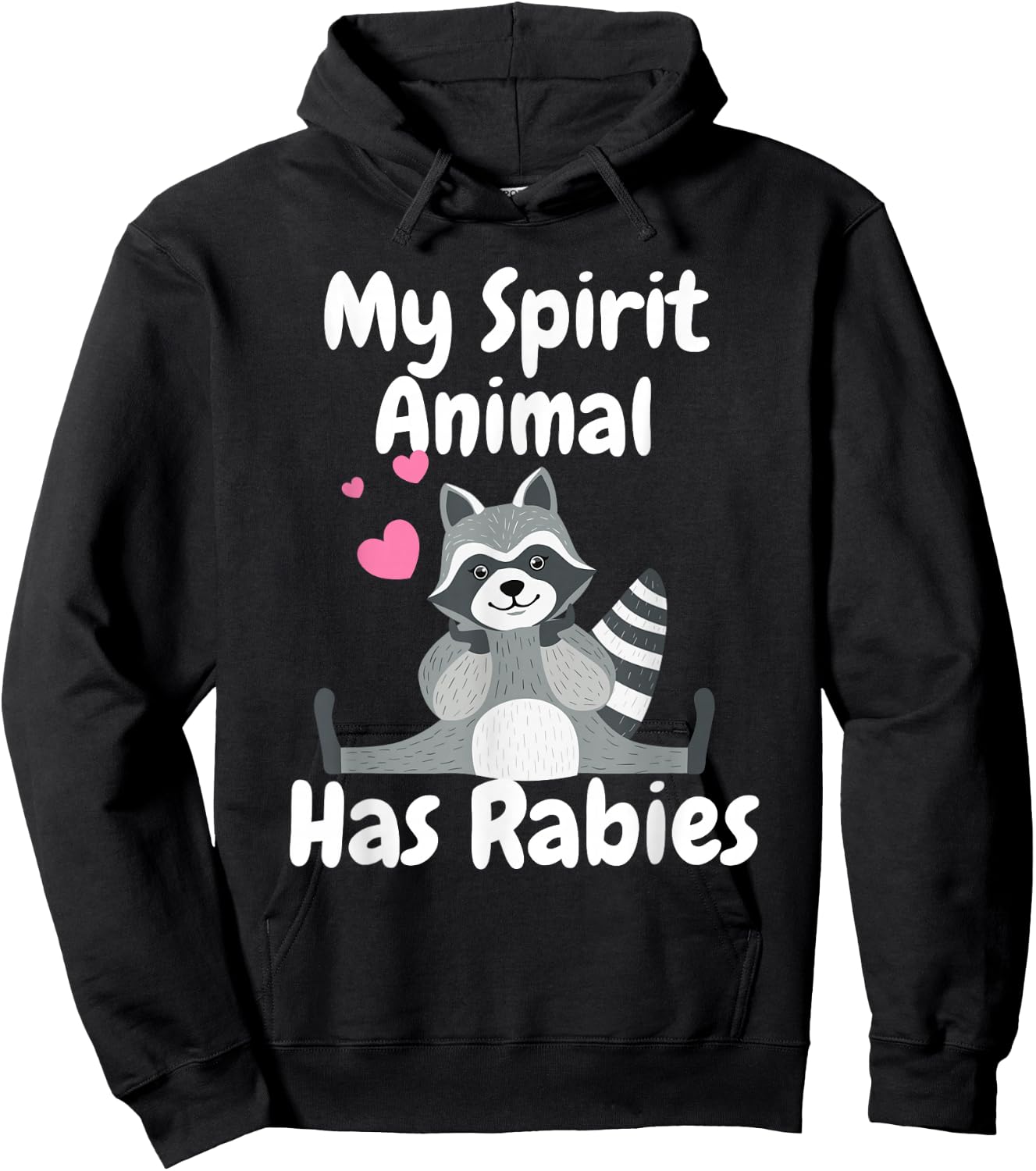 My Spirit Animal Has Rabies Funny Sarcastic Joke Racoon Hoodie - Hoodie | Black