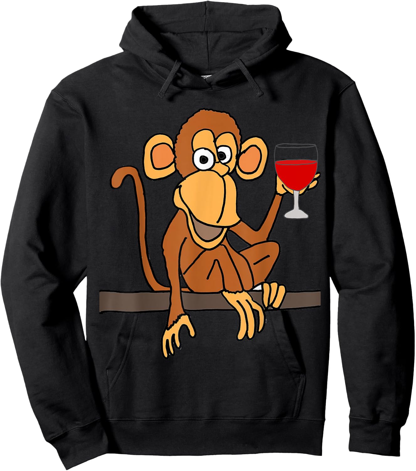 Smilealotteesa Funny Monkey Drinking Wine Cartoon Hoodie - Hoodie | Black