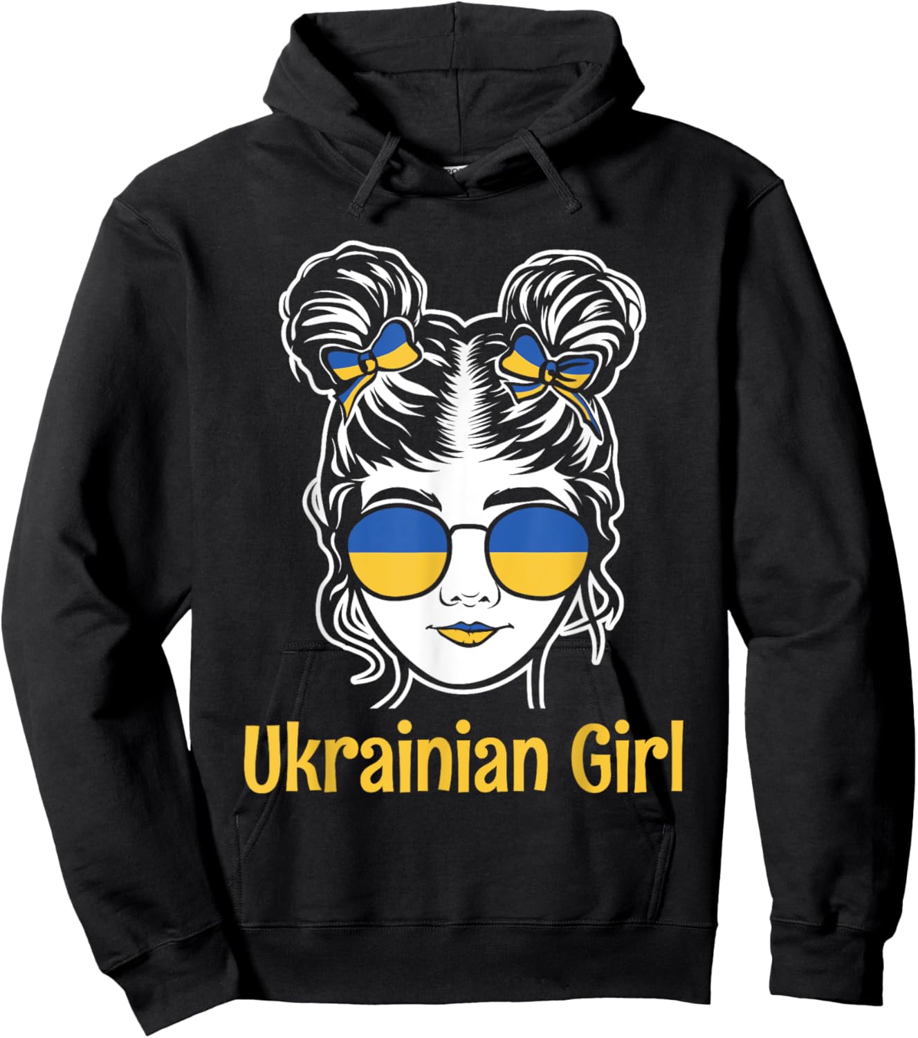 Ukrainian Girl Flag Symbol Love Support Ukraine Country Gift Hoodie - Hoodie | Black