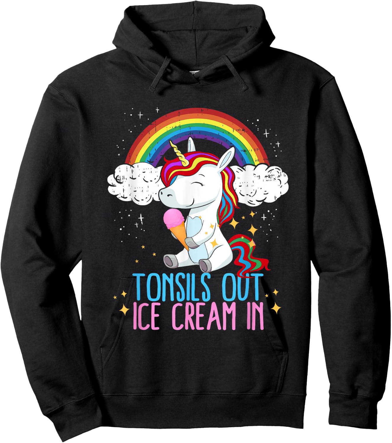 Tonsils Out Ice Cream In Tonsillectomy Tonsil Removal Girls Hoodie - Hoodie | Black