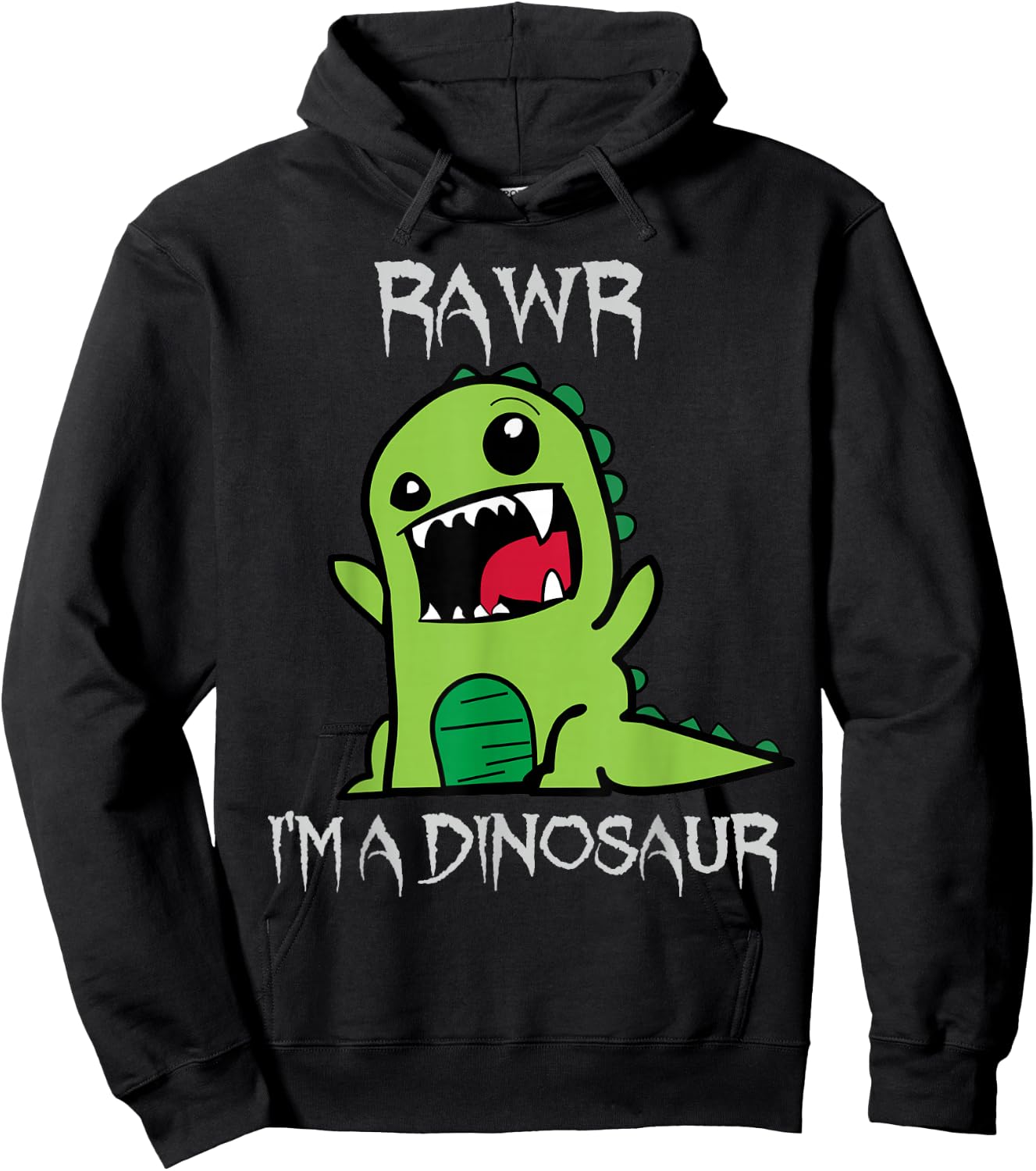 Rawr I'm A Dinosaur Cartoon T-Rex Monster Hoodie - Hoodie | Black