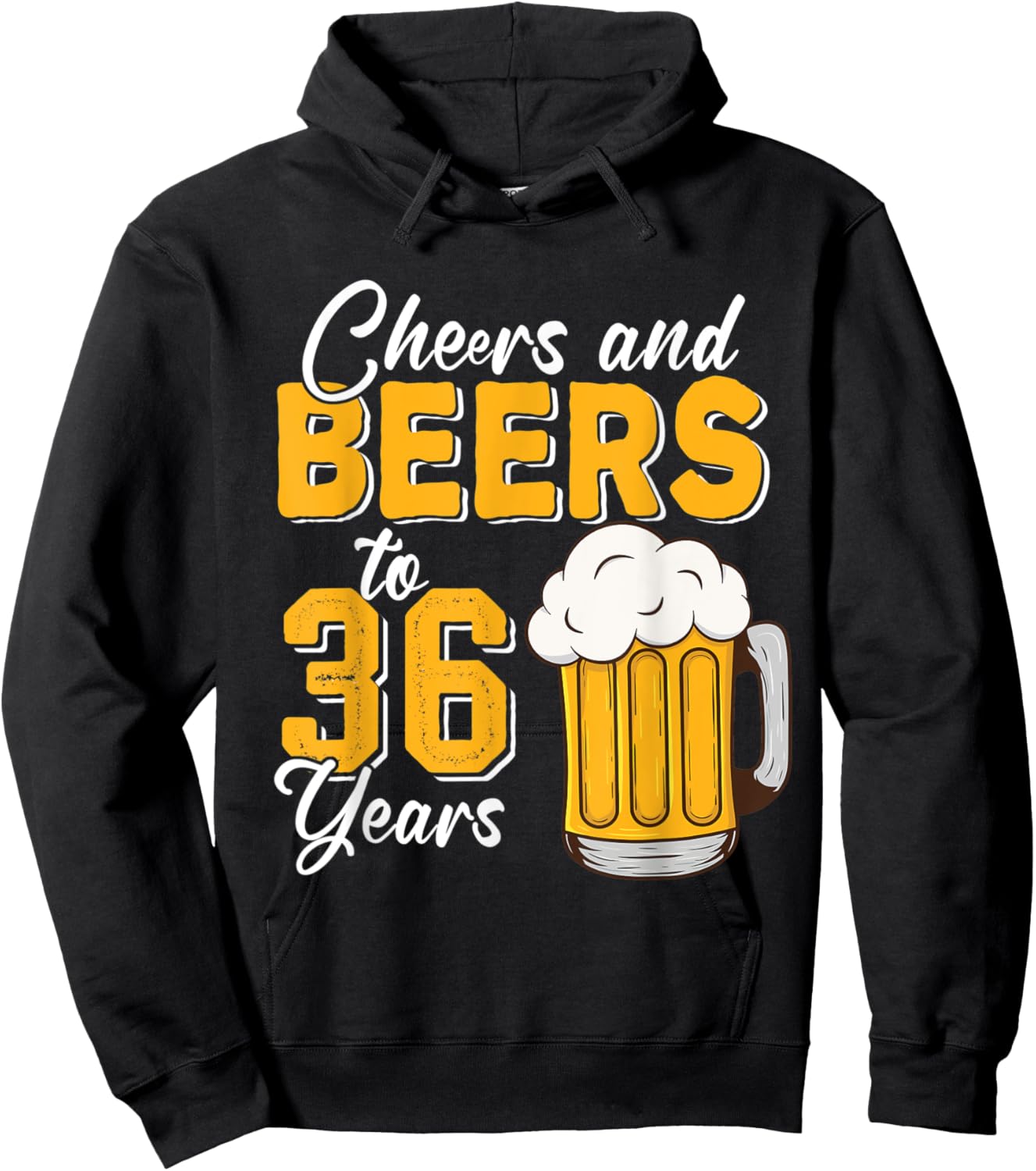 Vintage Cheers And Beers To 36 Years 36th Birthday Drinker Hoodie - Hoodie | Black