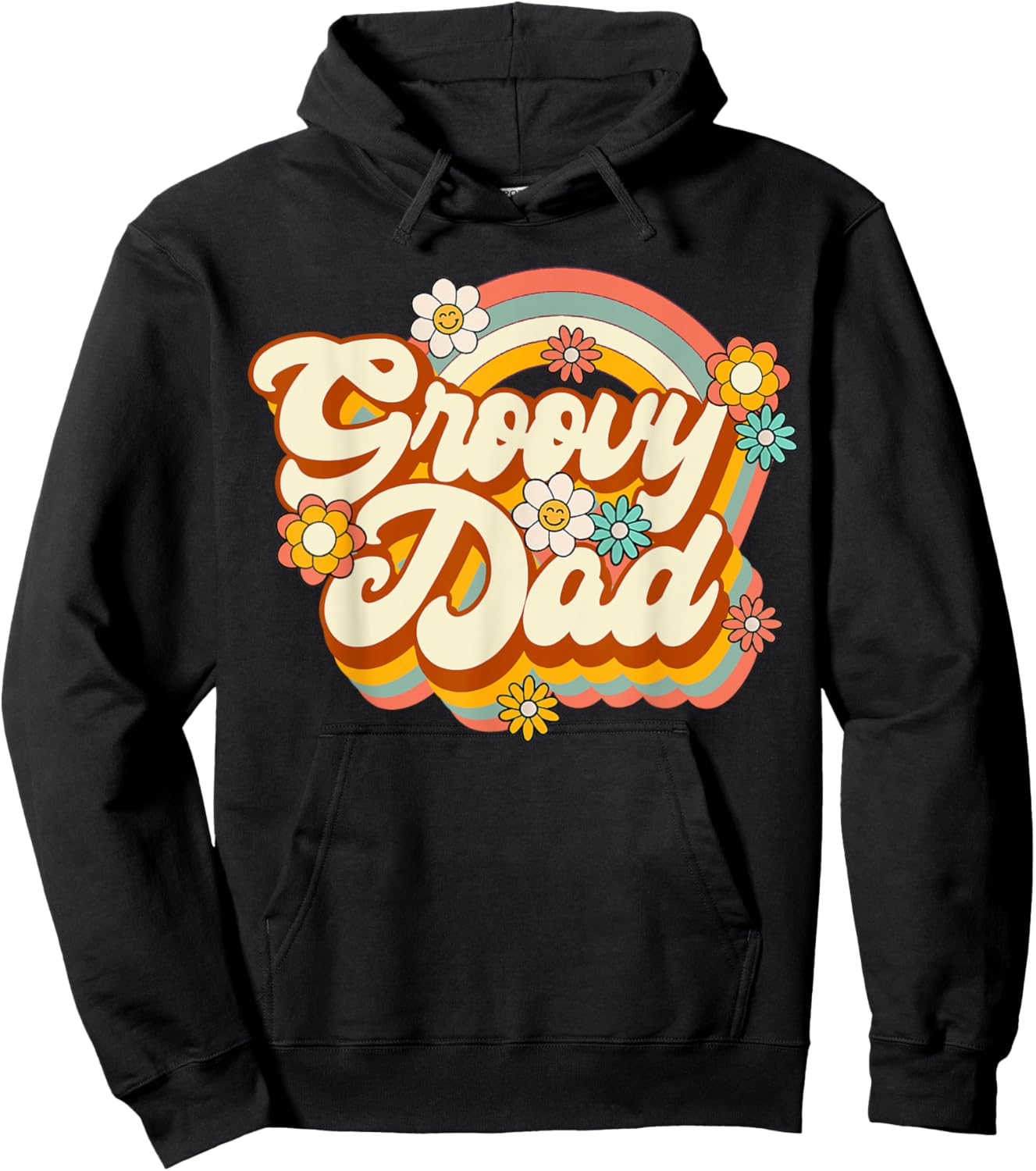 Retro Groovy Dad Family Birthday 60s 70s Hippie Costume Hoodie - Hoodie | Black